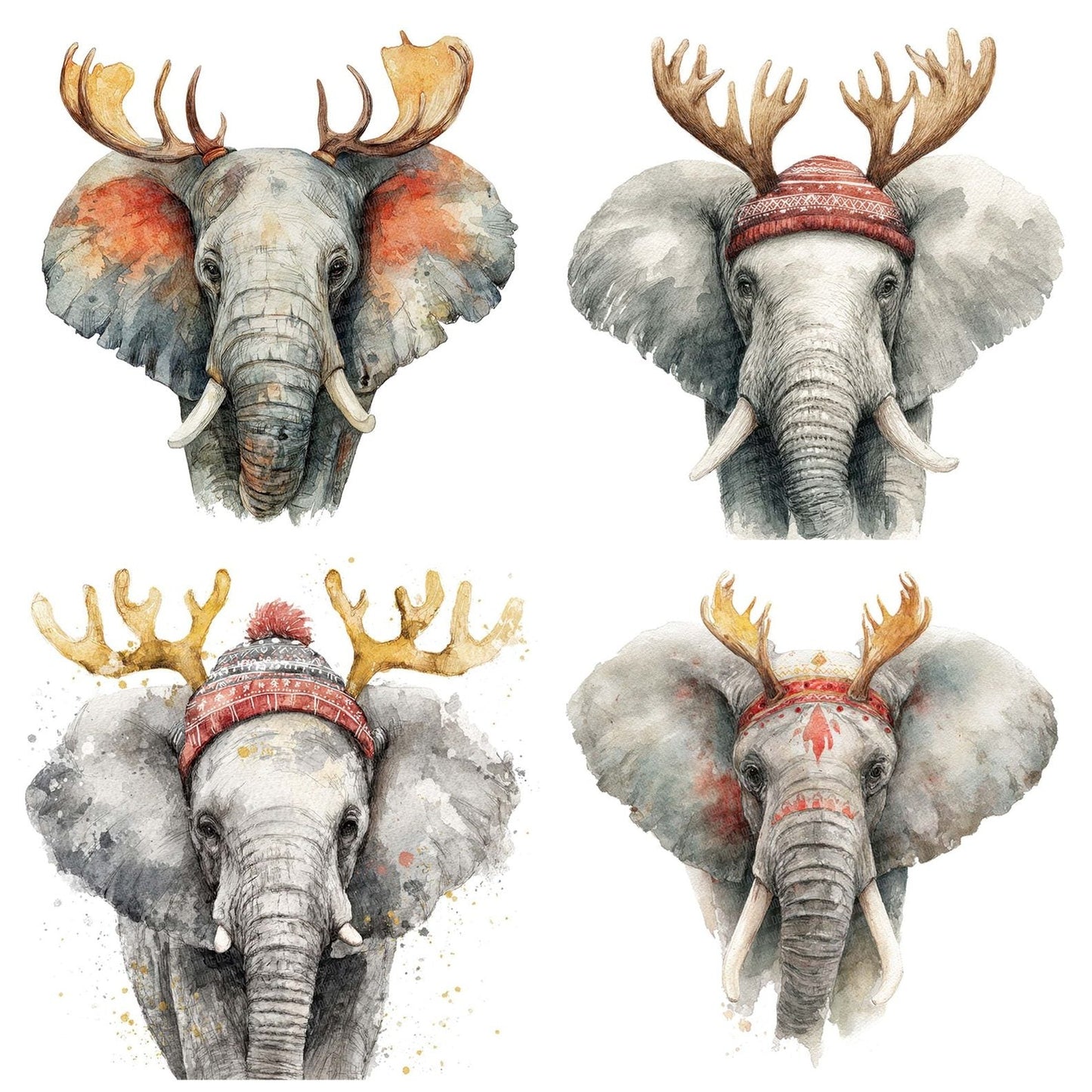 Elephant Reindeer Antlers Clipart Set (DDD005164)
