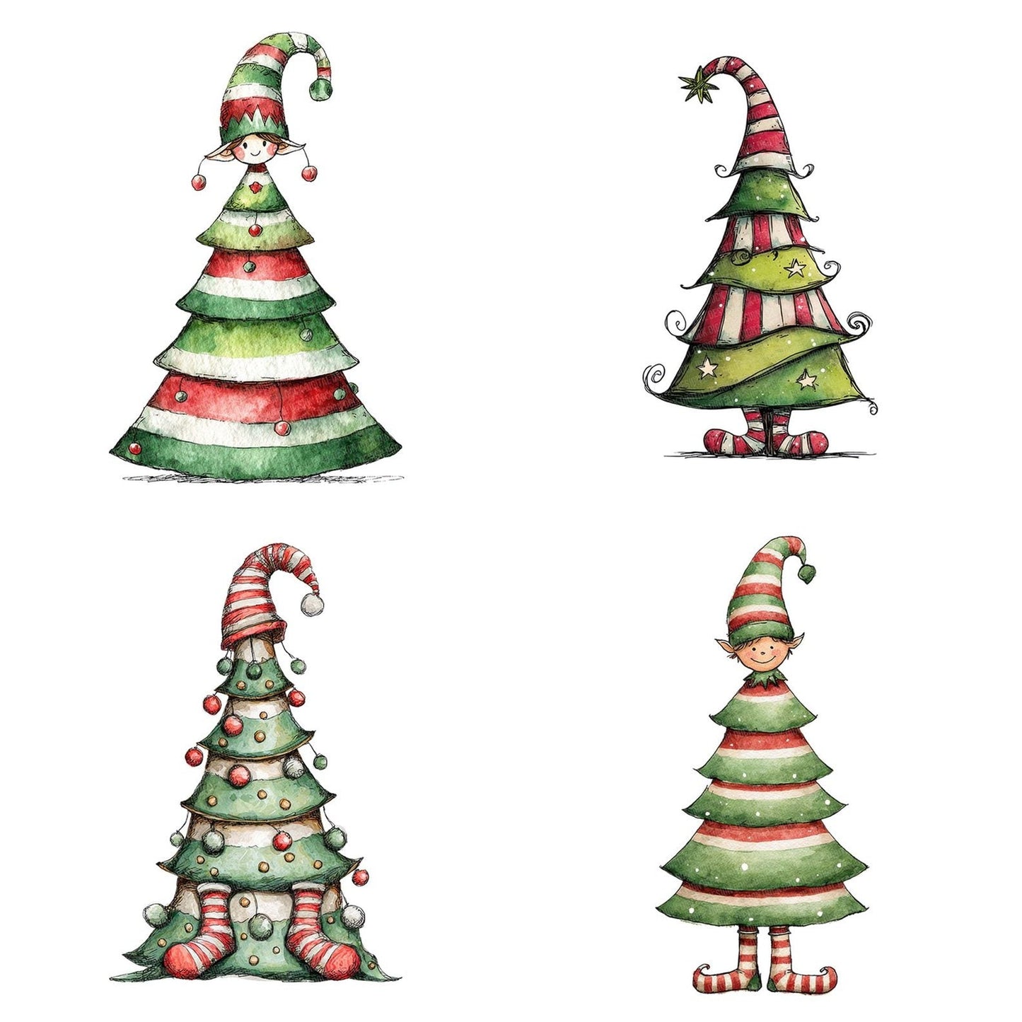 Elf Christmas Tree Clipart Set (DDD005166)