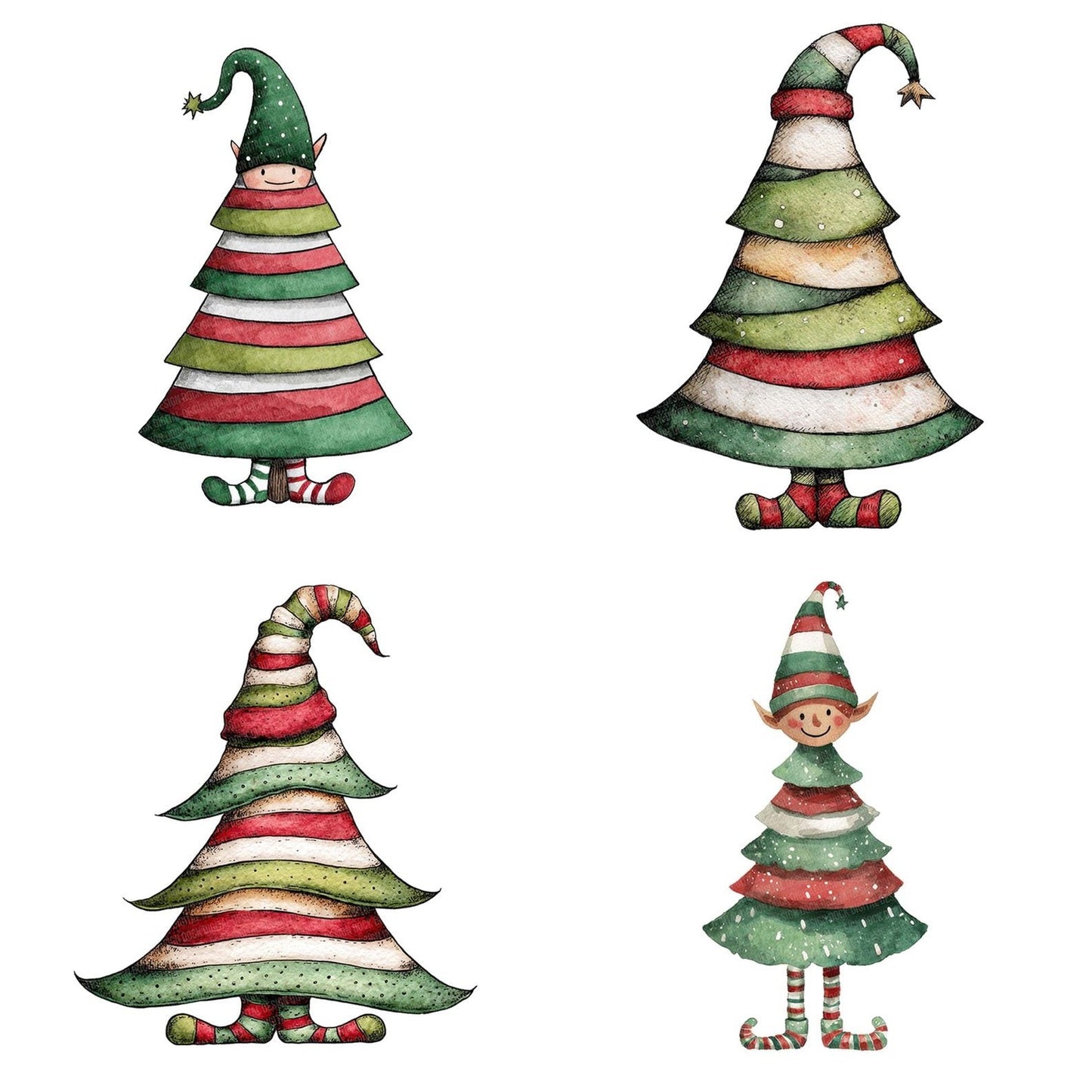 Elf Christmas Tree Clipart Set (DDD005166)