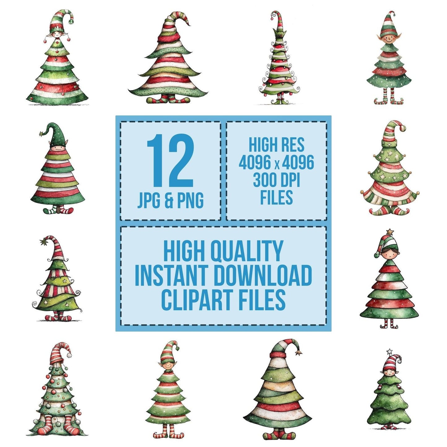Elf Christmas Tree Clipart Set (DDD005166)