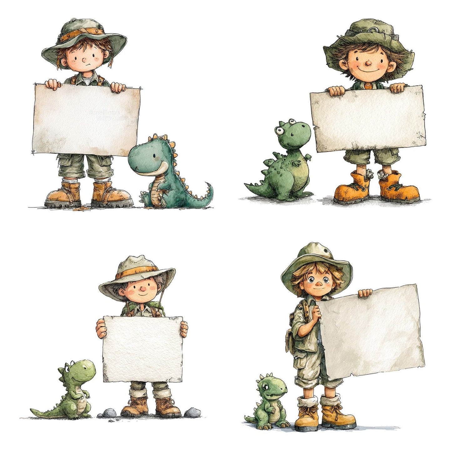 Explorer Boy with Banner Clipart Set (DDD005184)