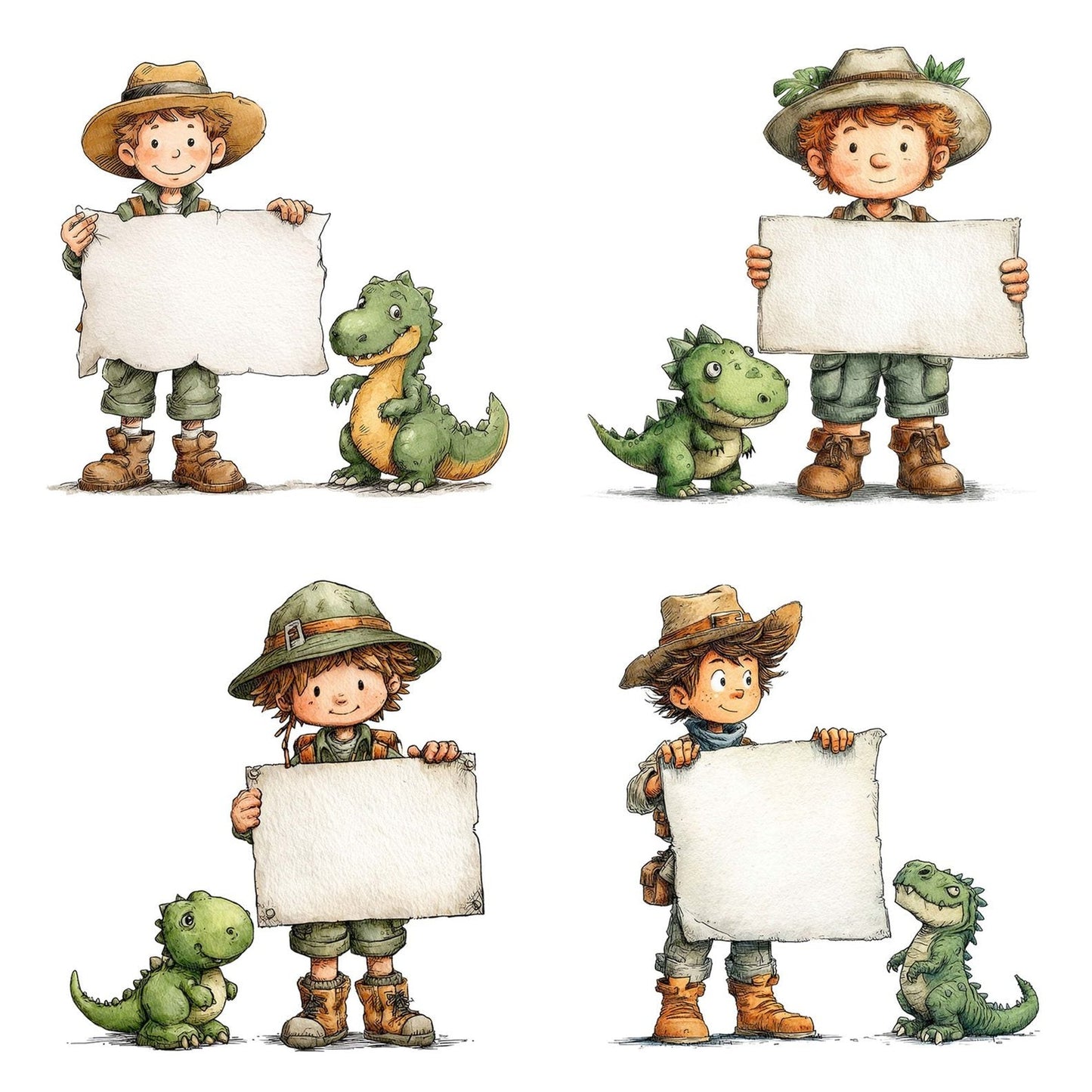 Explorer Boy with Banner Clipart Set (DDD005184)