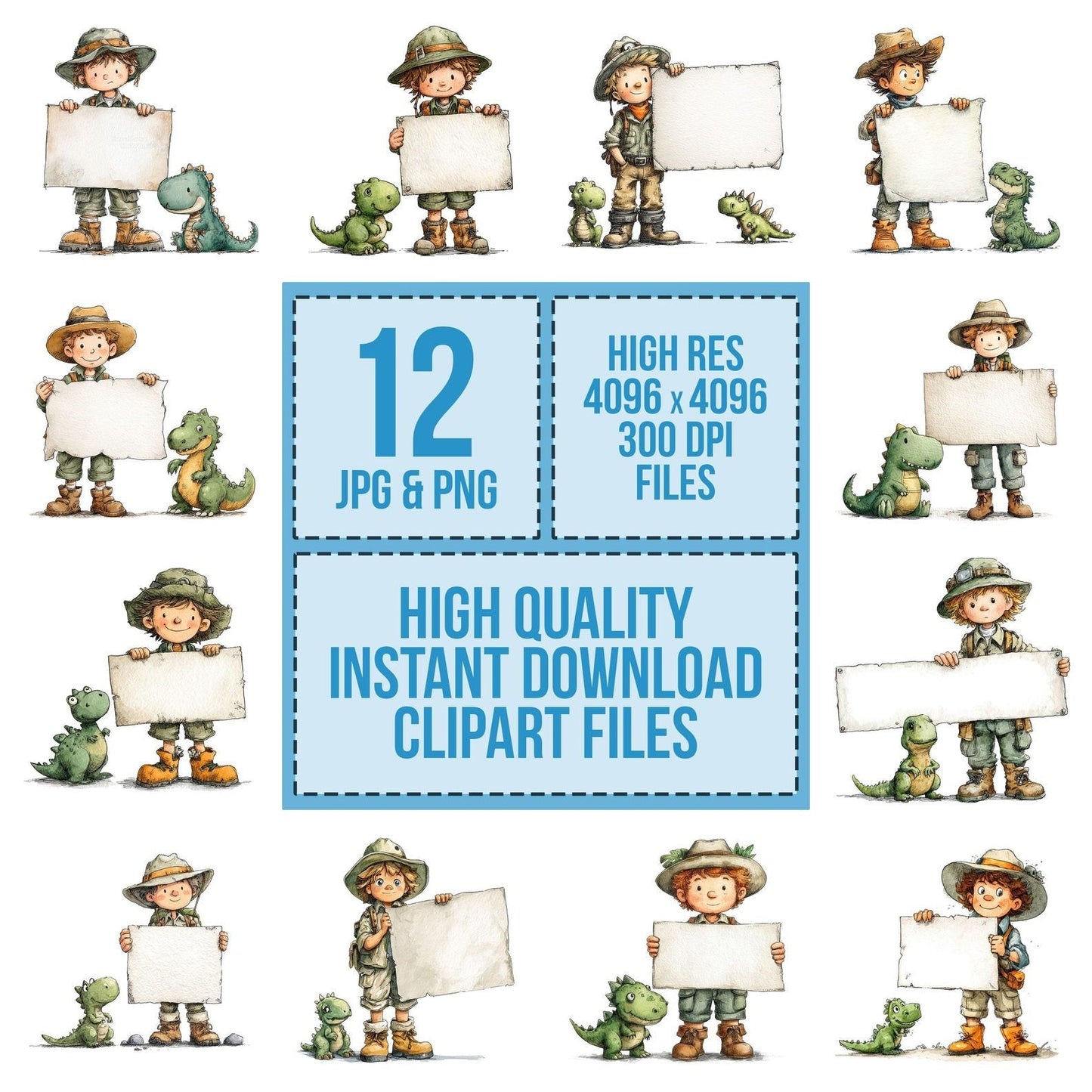 Explorer Boy with Banner Clipart Set (DDD005184)