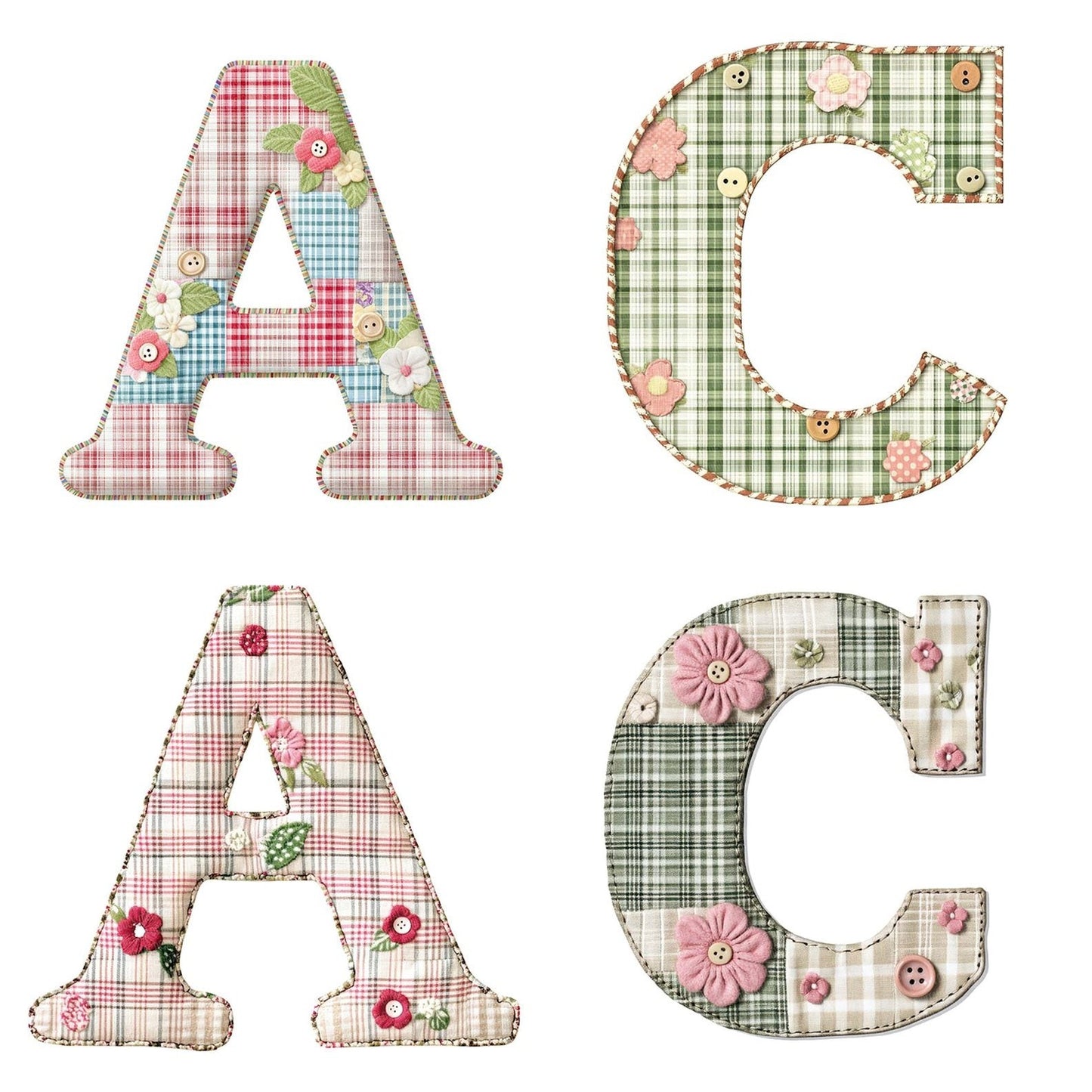 Fabric Alphabet ABC Blocks Clipart Set (DDD005186)