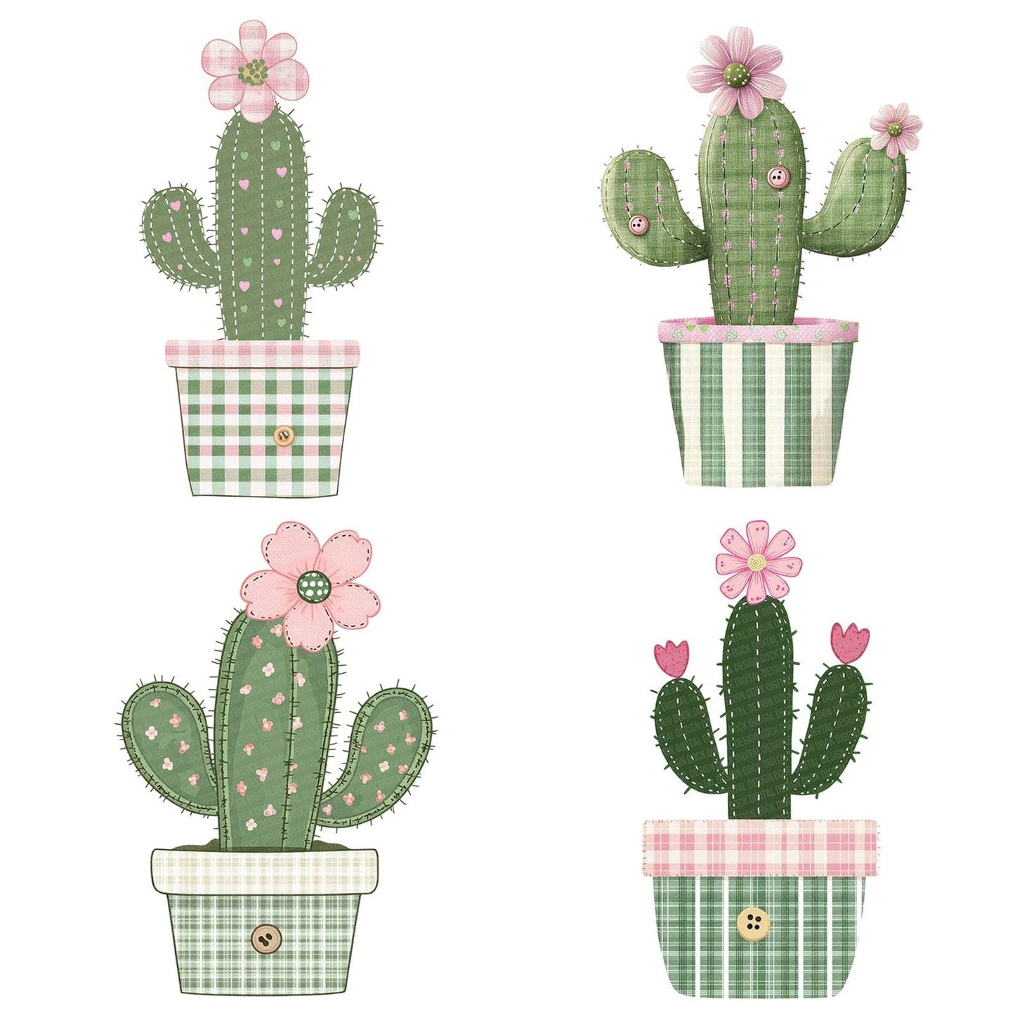 Fabric Cactus in Pot Clipart Set (DDD005192)