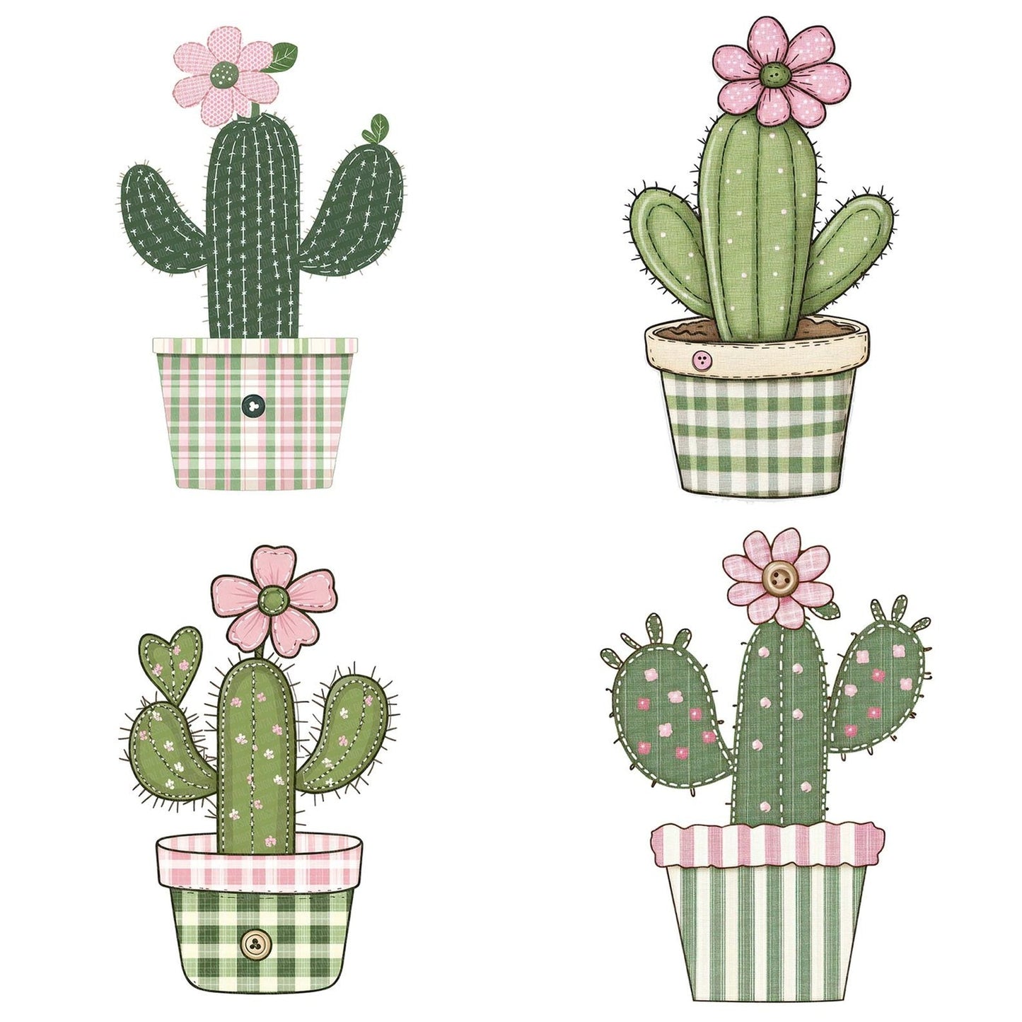 Fabric Cactus in Pot Clipart Set (DDD005192)
