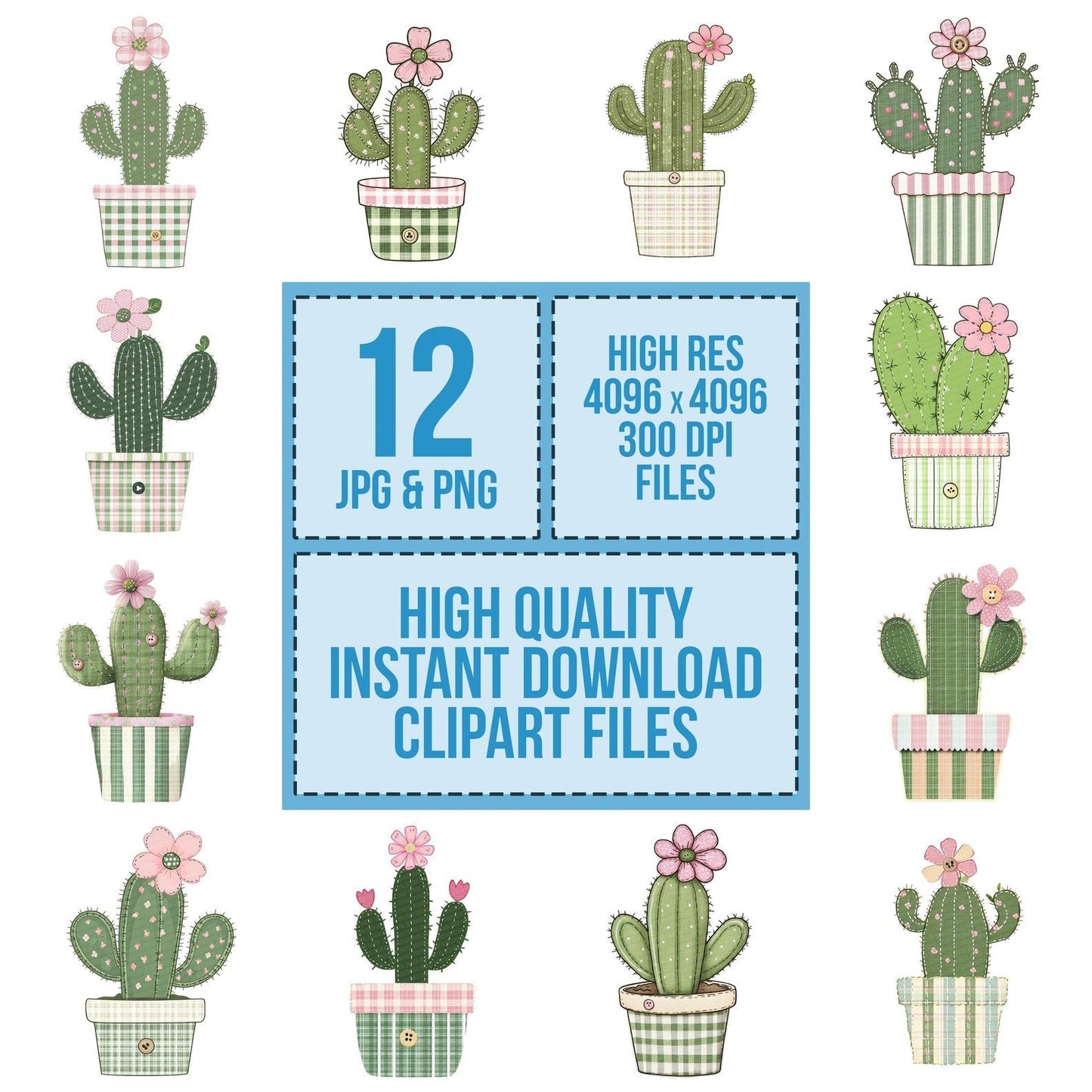 Fabric Cactus in Pot Clipart Set (DDD005192)