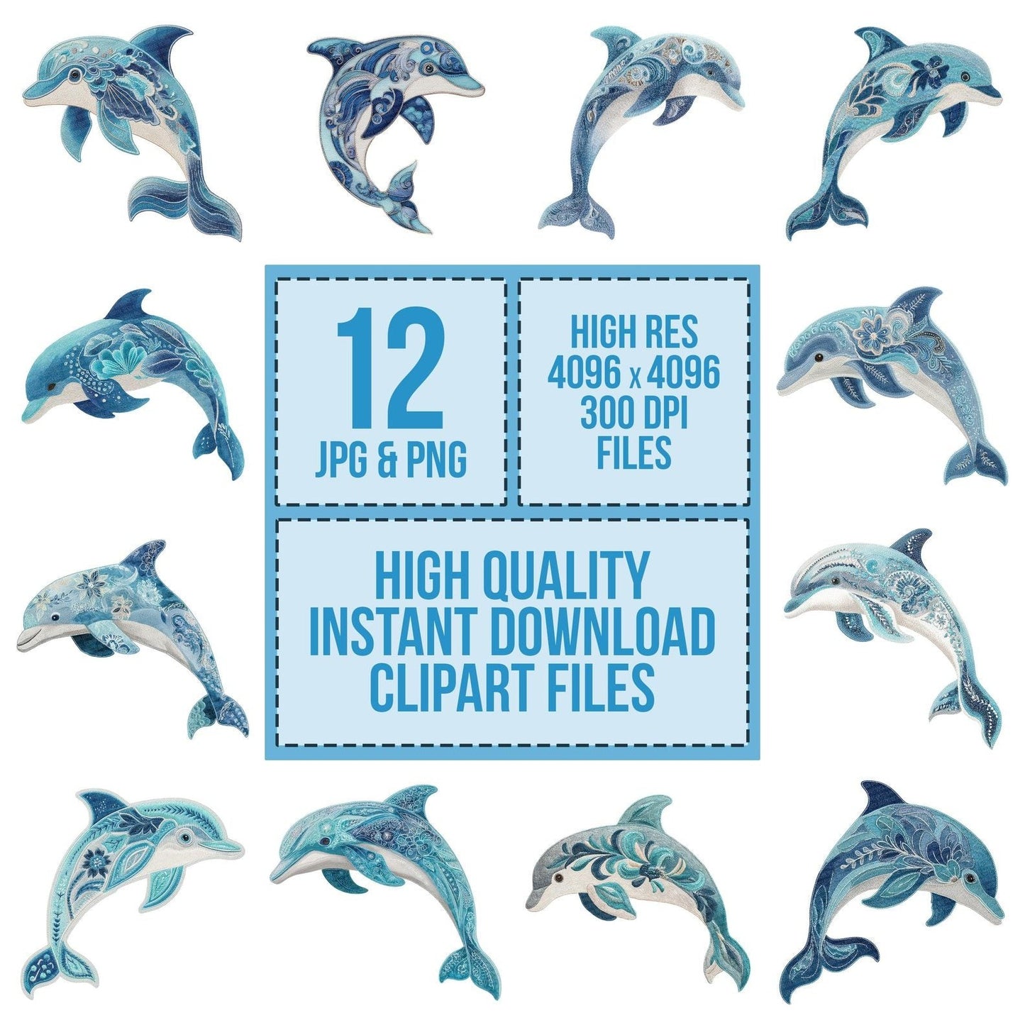 Fabric Dolphin Clipart Set (DDD005196)