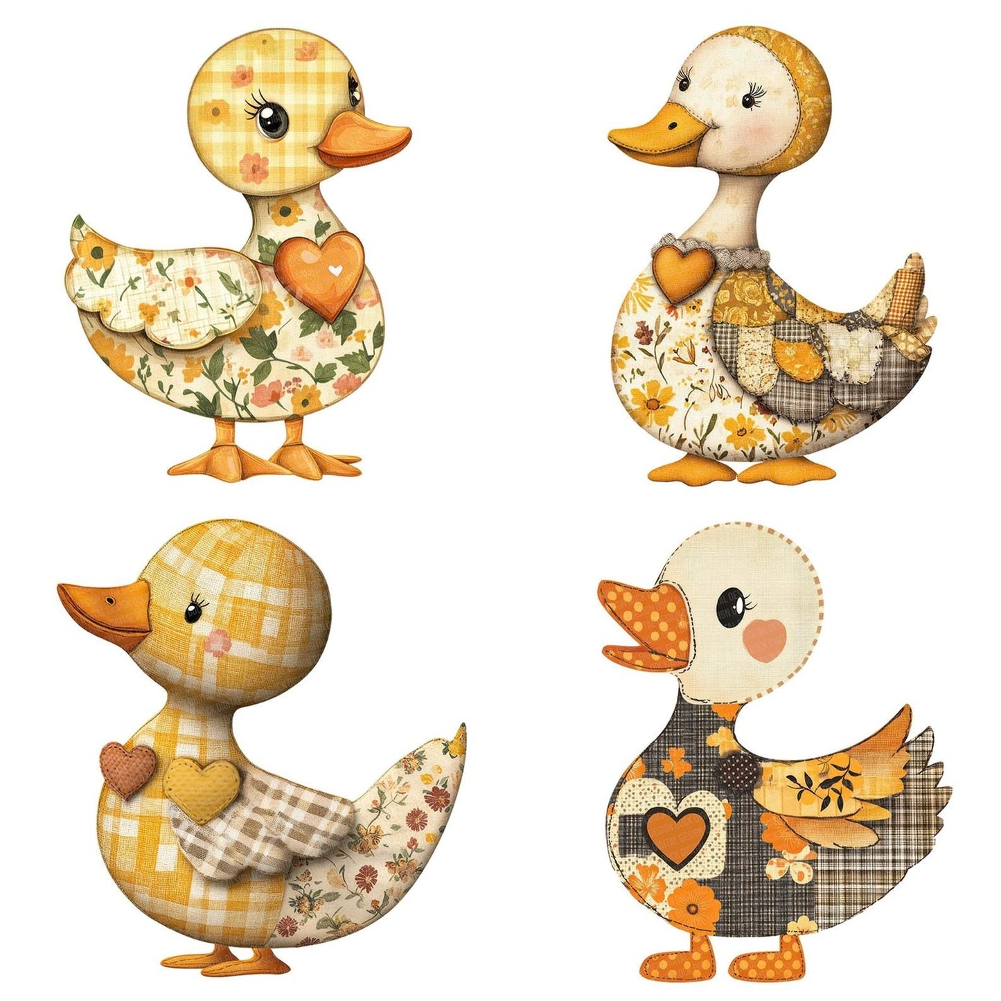Fabric Duckling Patch Clipart Set (DDD005198)