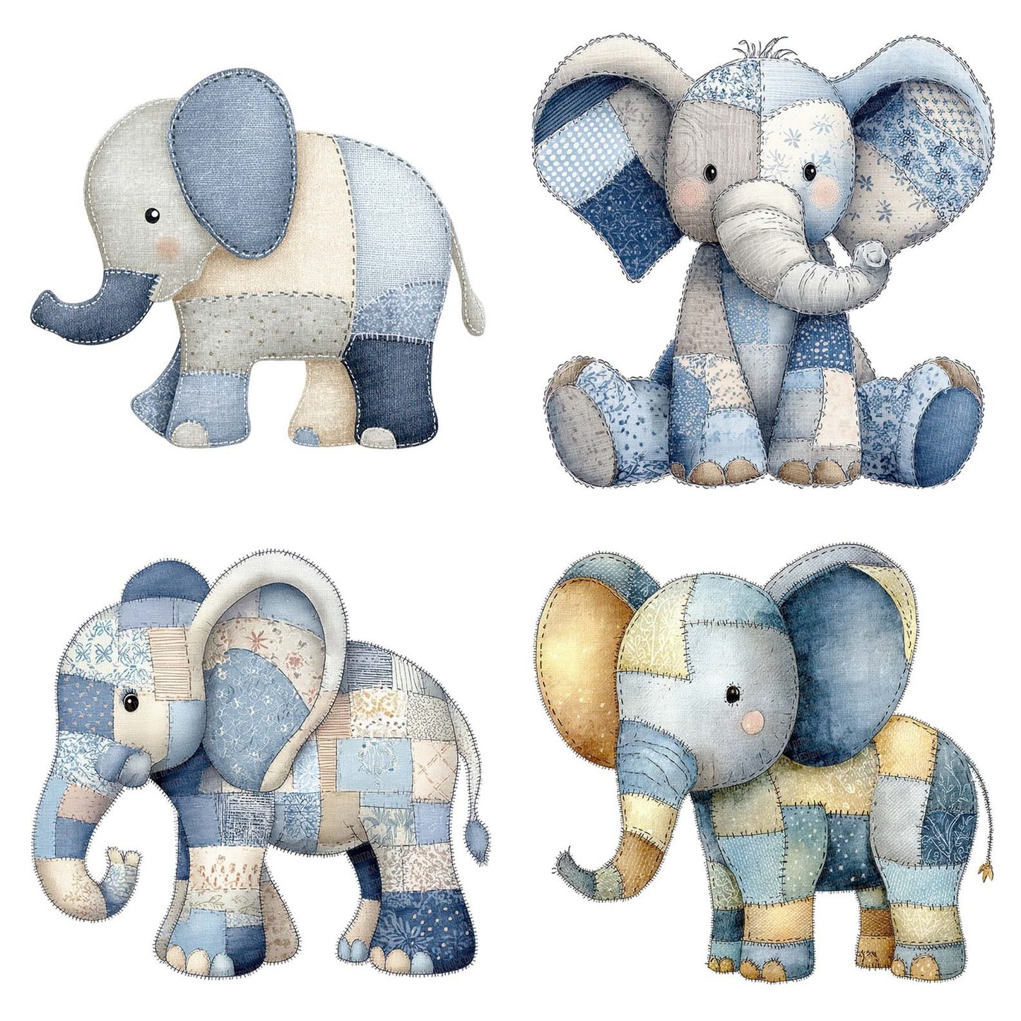 Fabric Elephant Clipart Set (DDD005200)