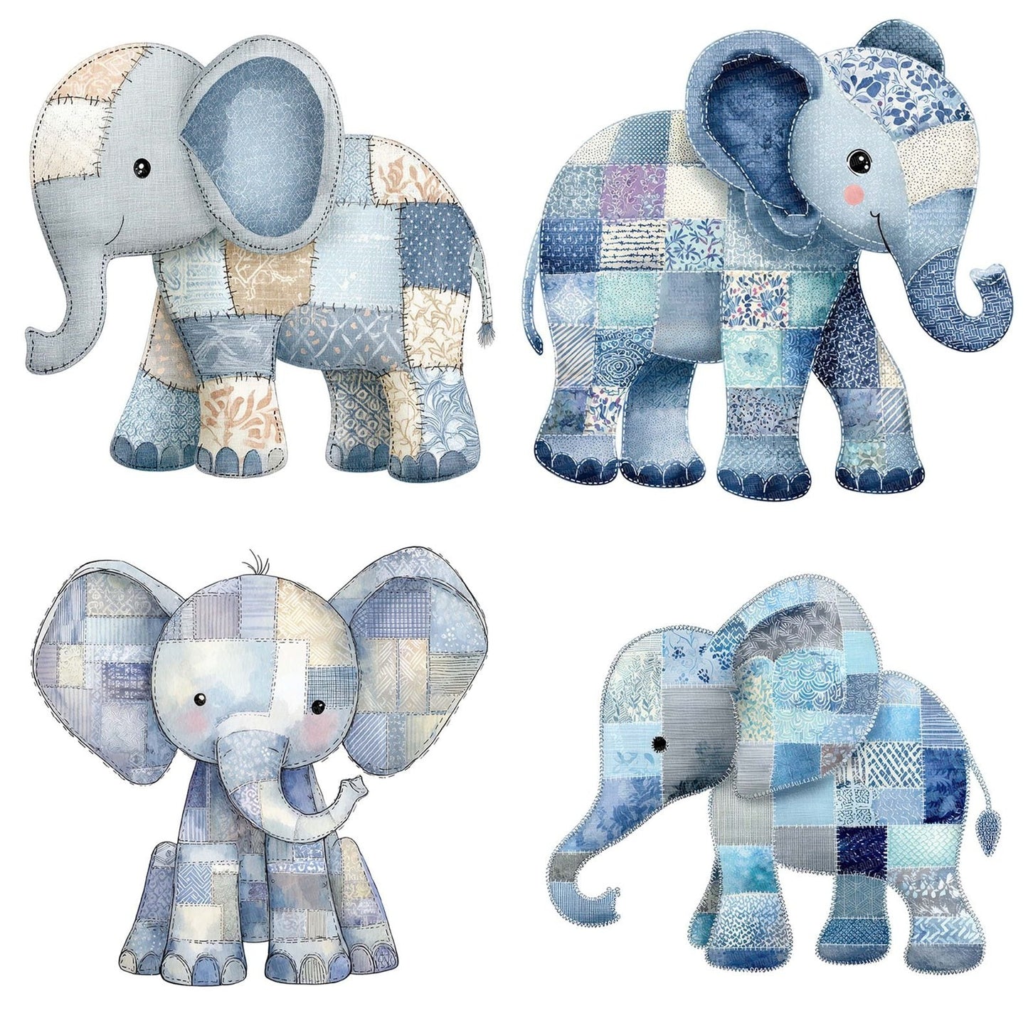 Fabric Elephant Clipart Set (DDD005200)
