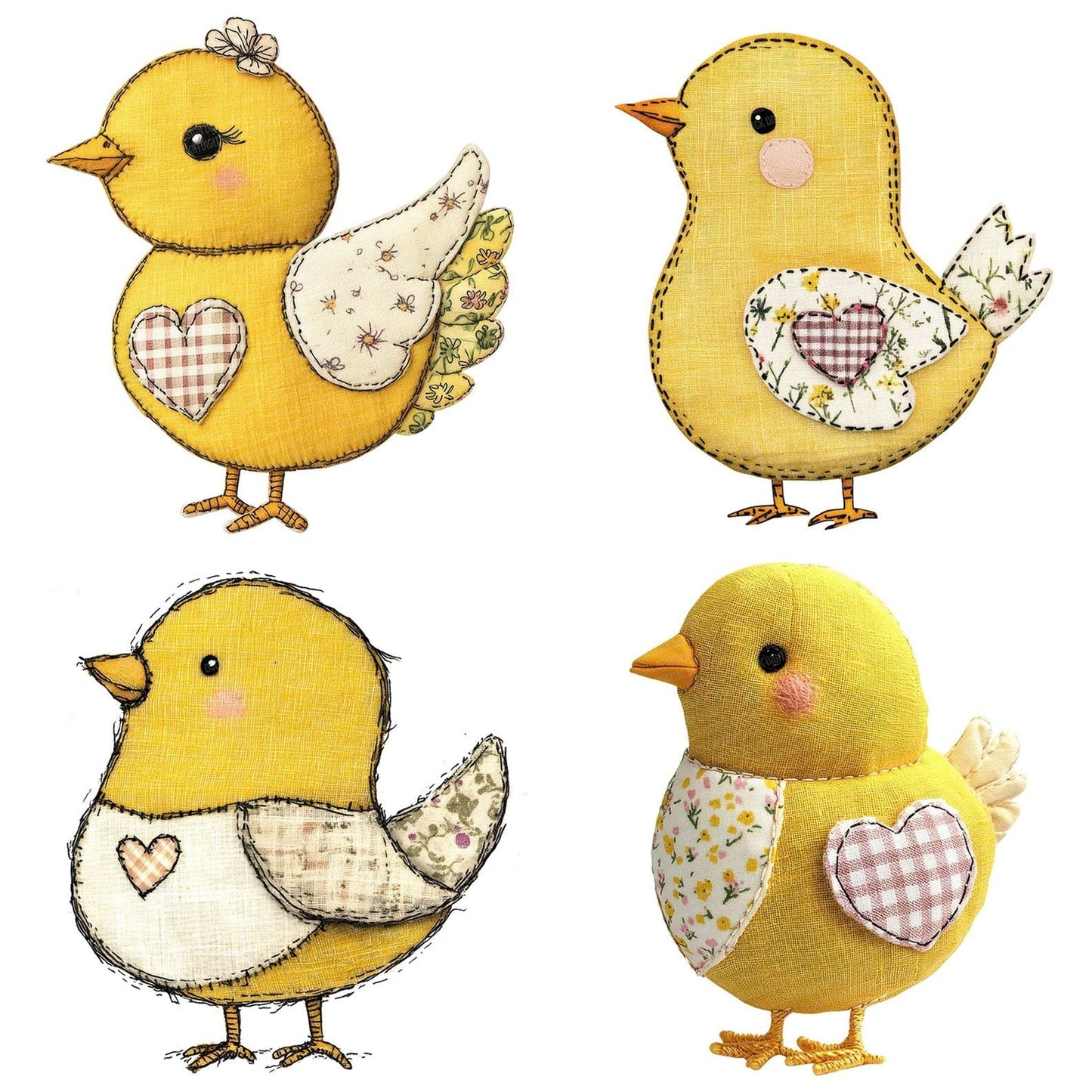 Fabric Fabric Chick with Heart Clipart Set (DDD005206)