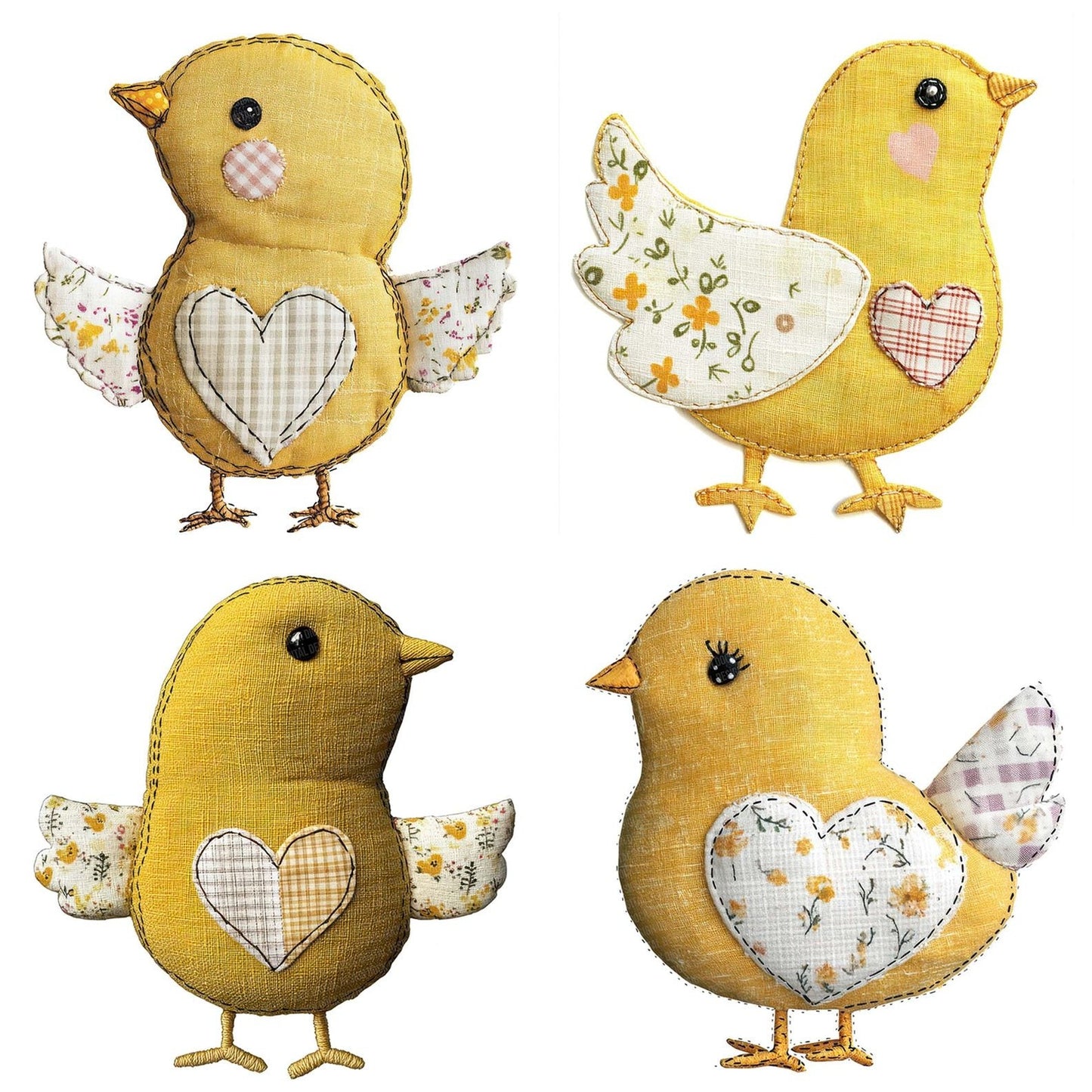 Fabric Fabric Chick with Heart Clipart Set (DDD005206)