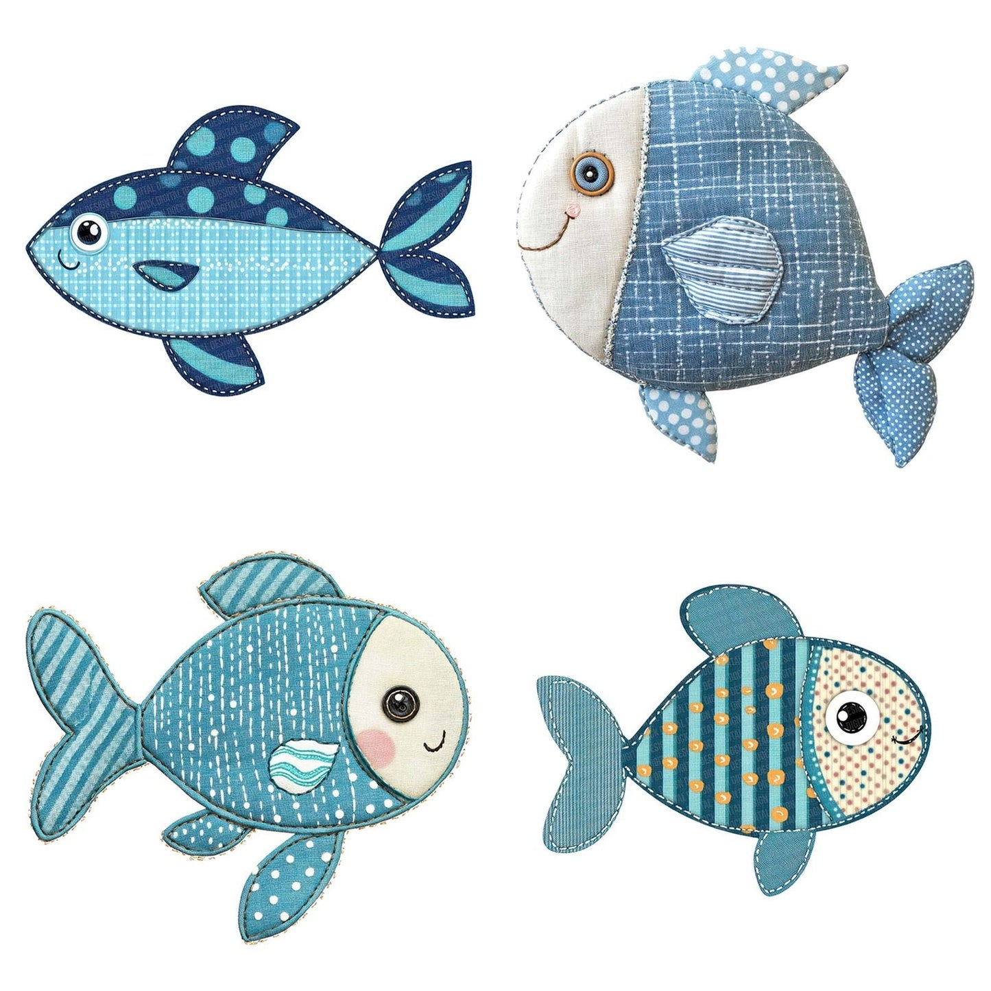 Fabric Fish Patch Clipart Set (DDD005207)