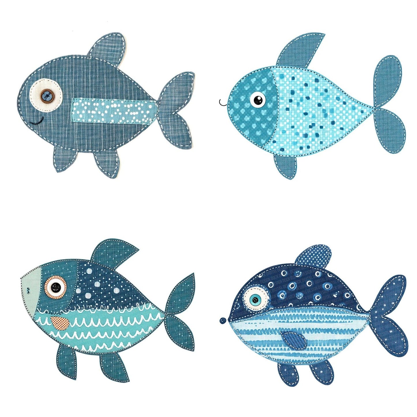 Fabric Fish Patch Clipart Set (DDD005207)