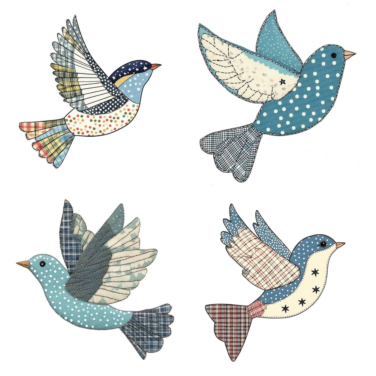Fabric Flying Polka Bird Clipart Set (DDD005212)