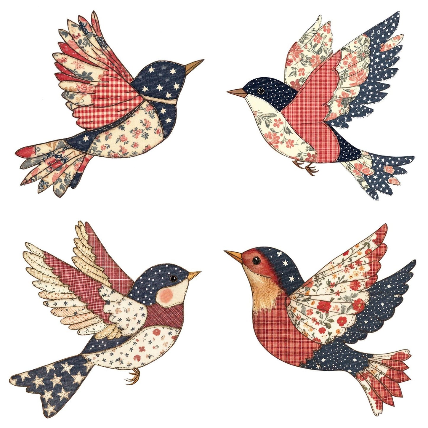 Fabric Flying Robin Fabric Wings Clipart Set (DDD005213)