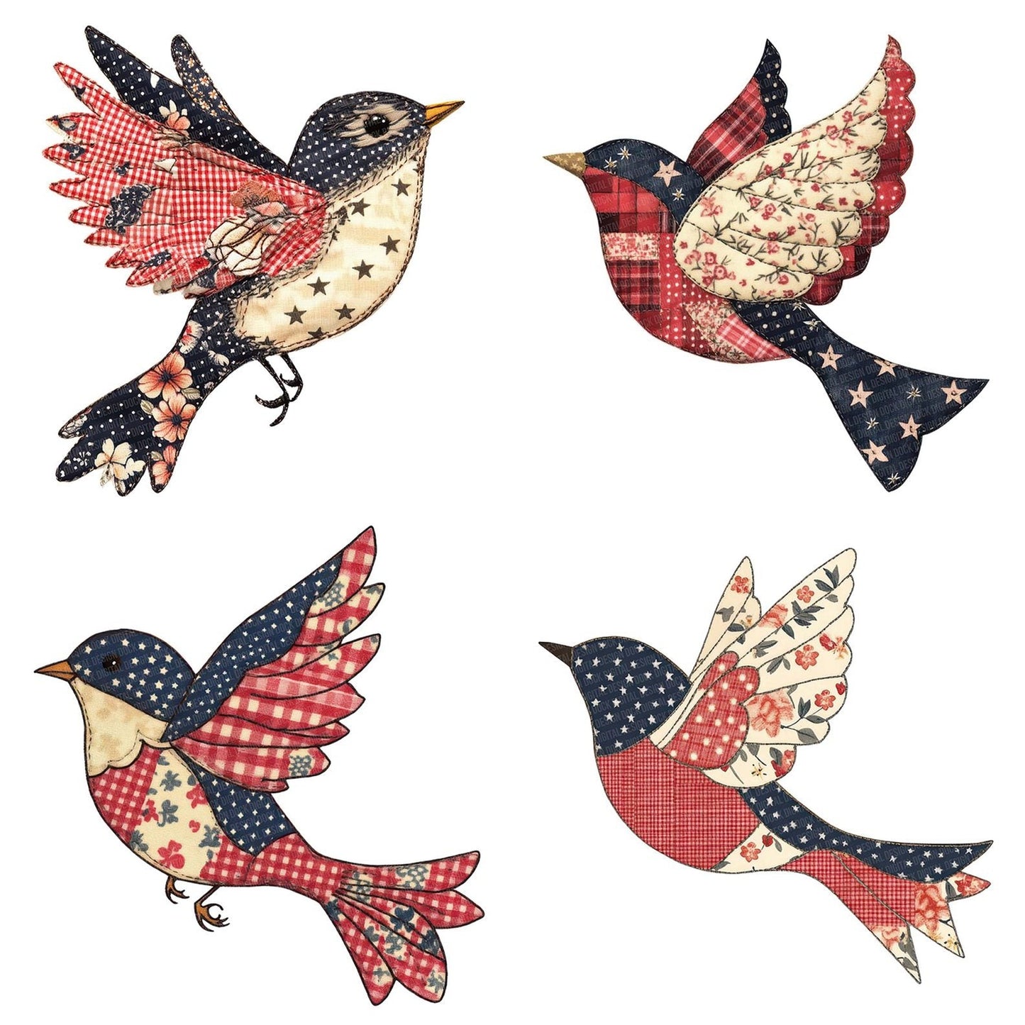 Fabric Flying Robin Fabric Wings Clipart Set (DDD005213)