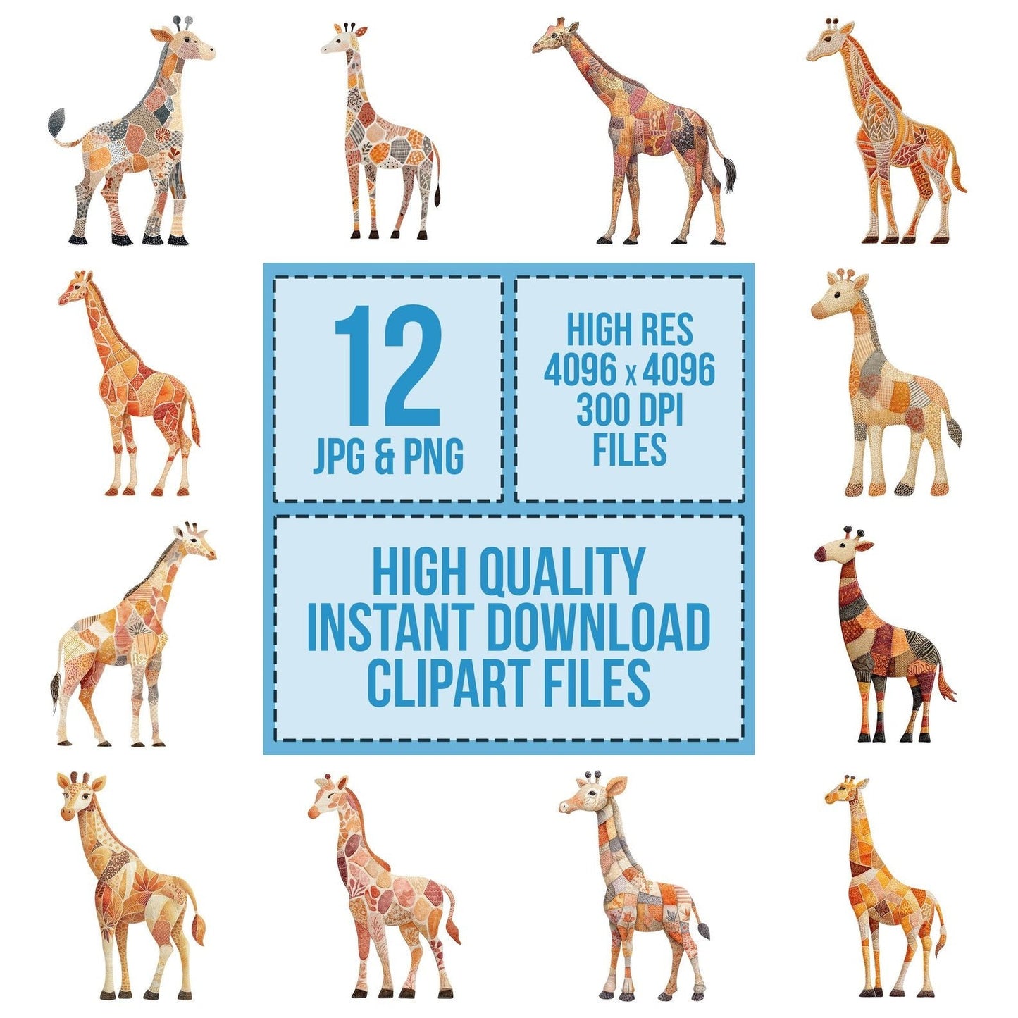 Fabric Giraffe Clipart Set (DDD005217)