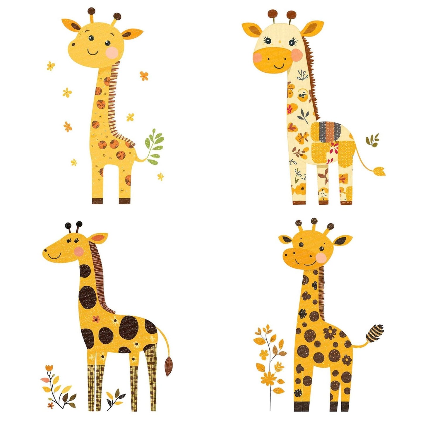 Fabric Giraffe Patch Clipart Set (DDD005218)