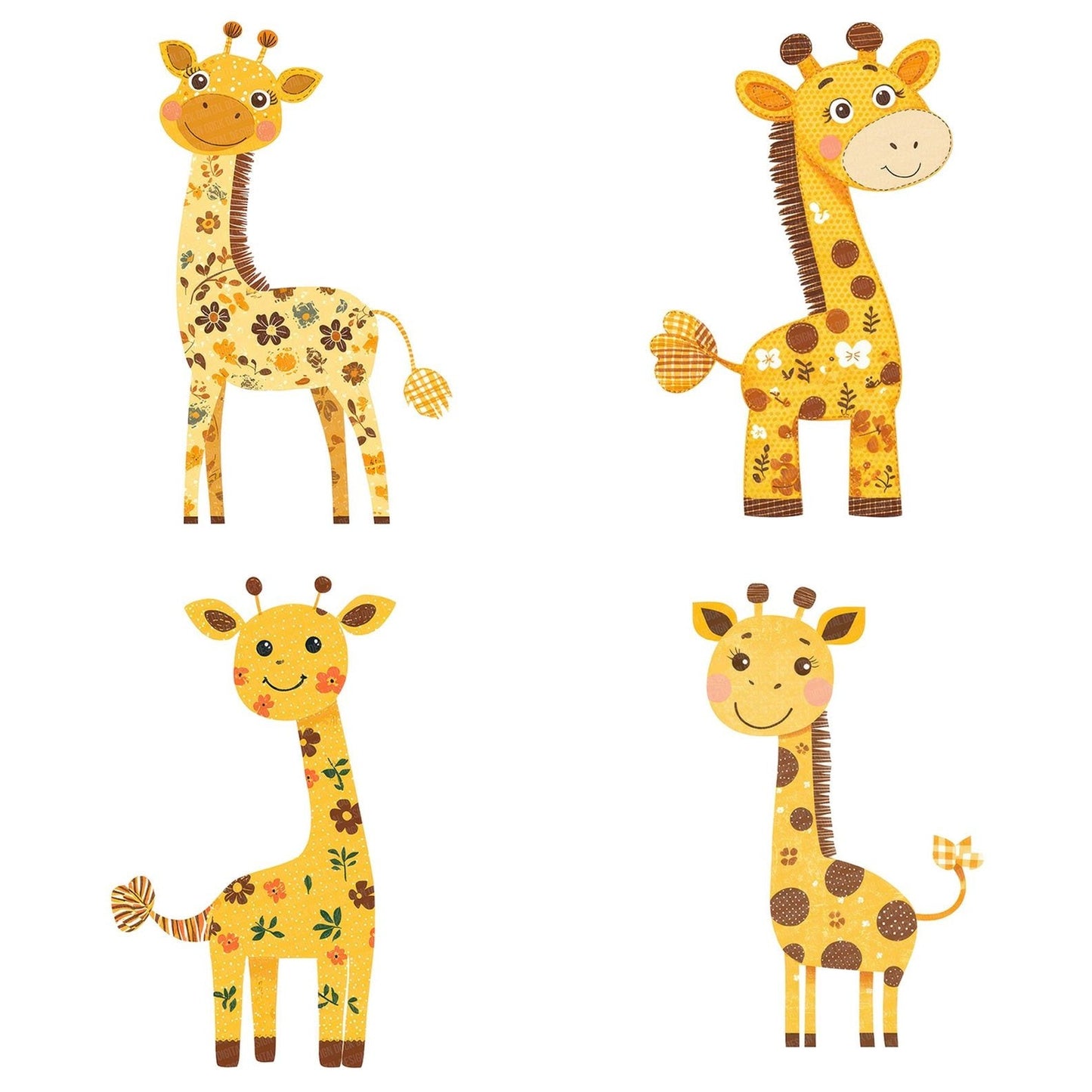 Fabric Giraffe Patch Clipart Set (DDD005218)