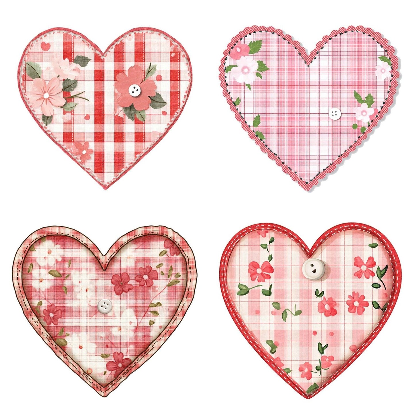 Fabric Heart with Button Clipart Set (DDD005221)