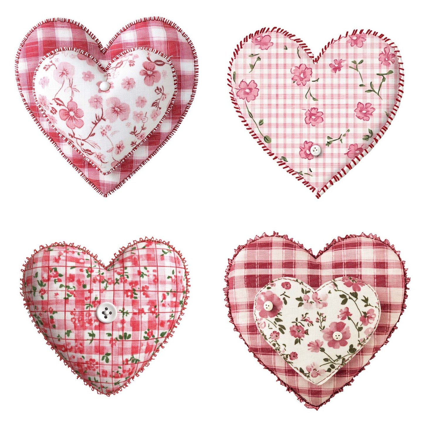 Fabric Heart with Button Clipart Set (DDD005221)