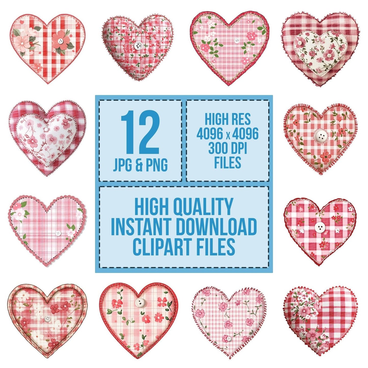 Fabric Heart with Button Clipart Set (DDD005221)