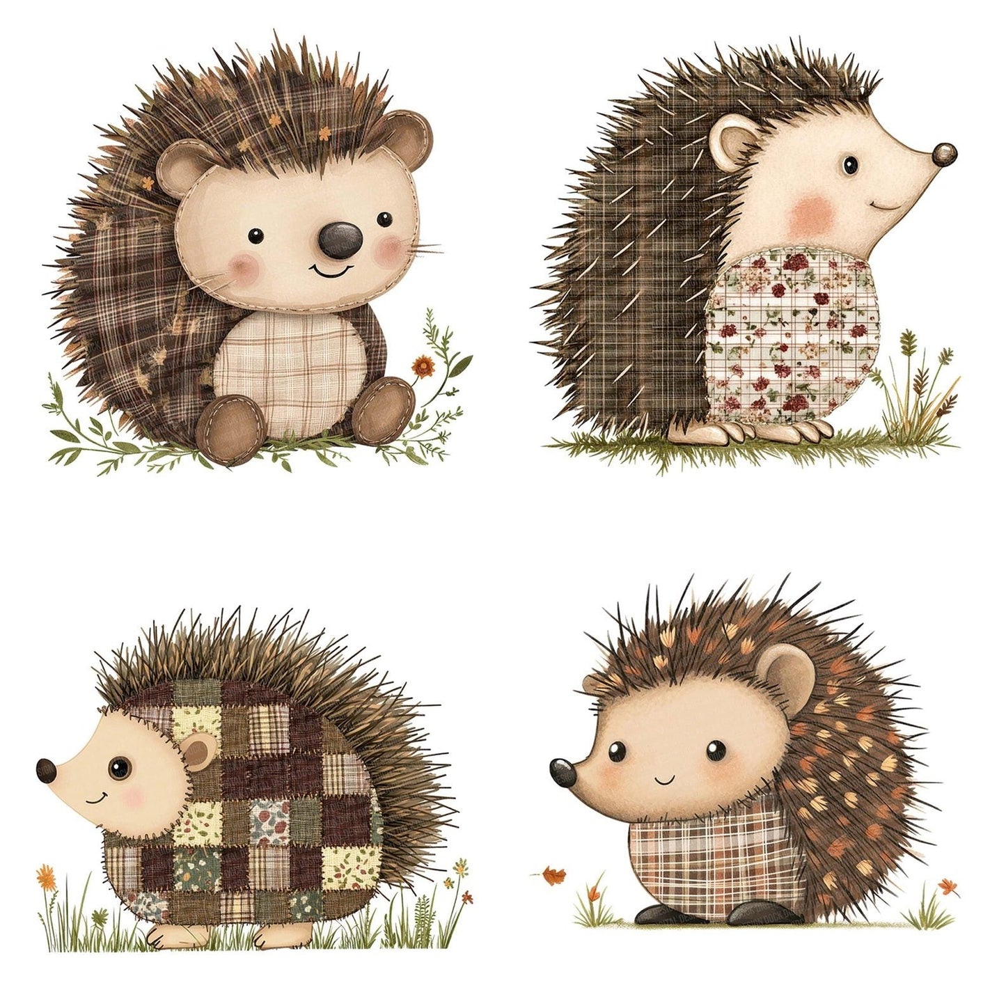 Fabric Hedgehog Patch Clipart Set (DDD005222)