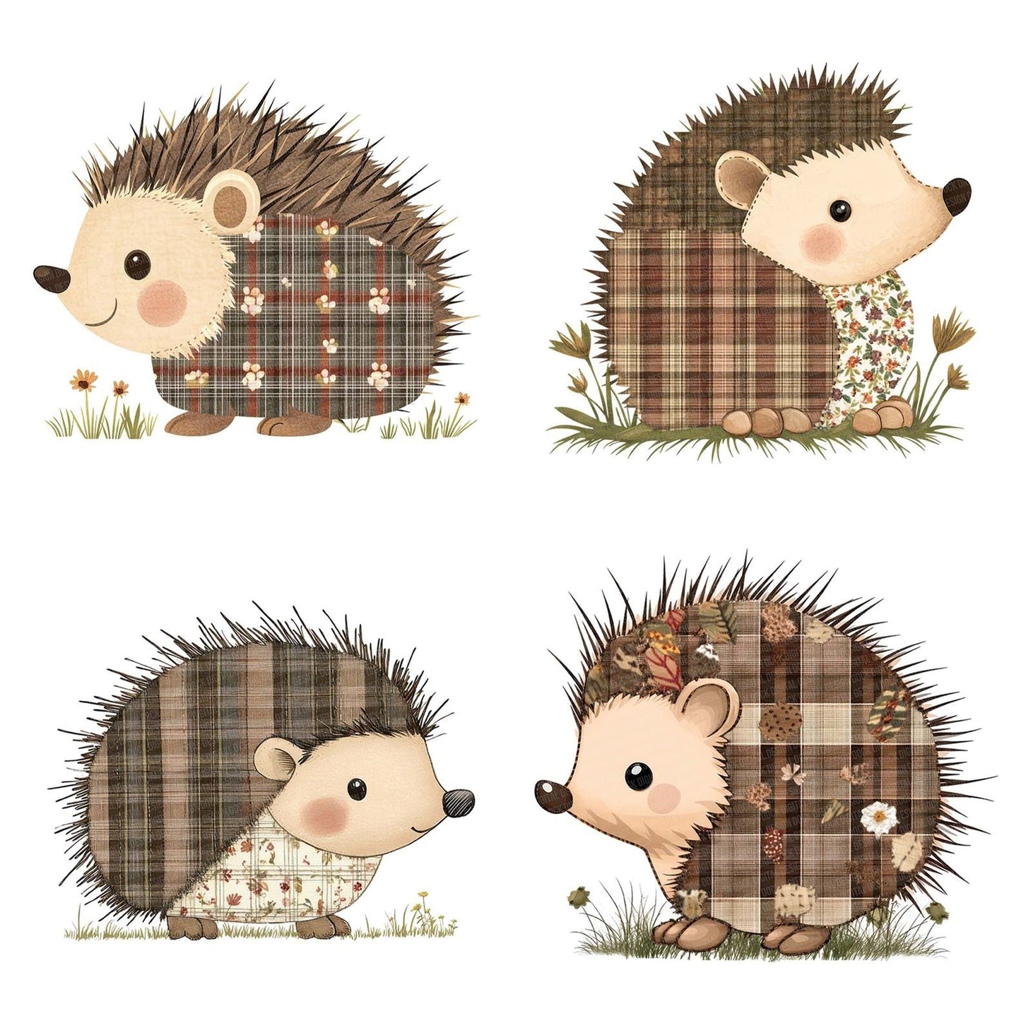 Fabric Hedgehog Patch Clipart Set (DDD005222)