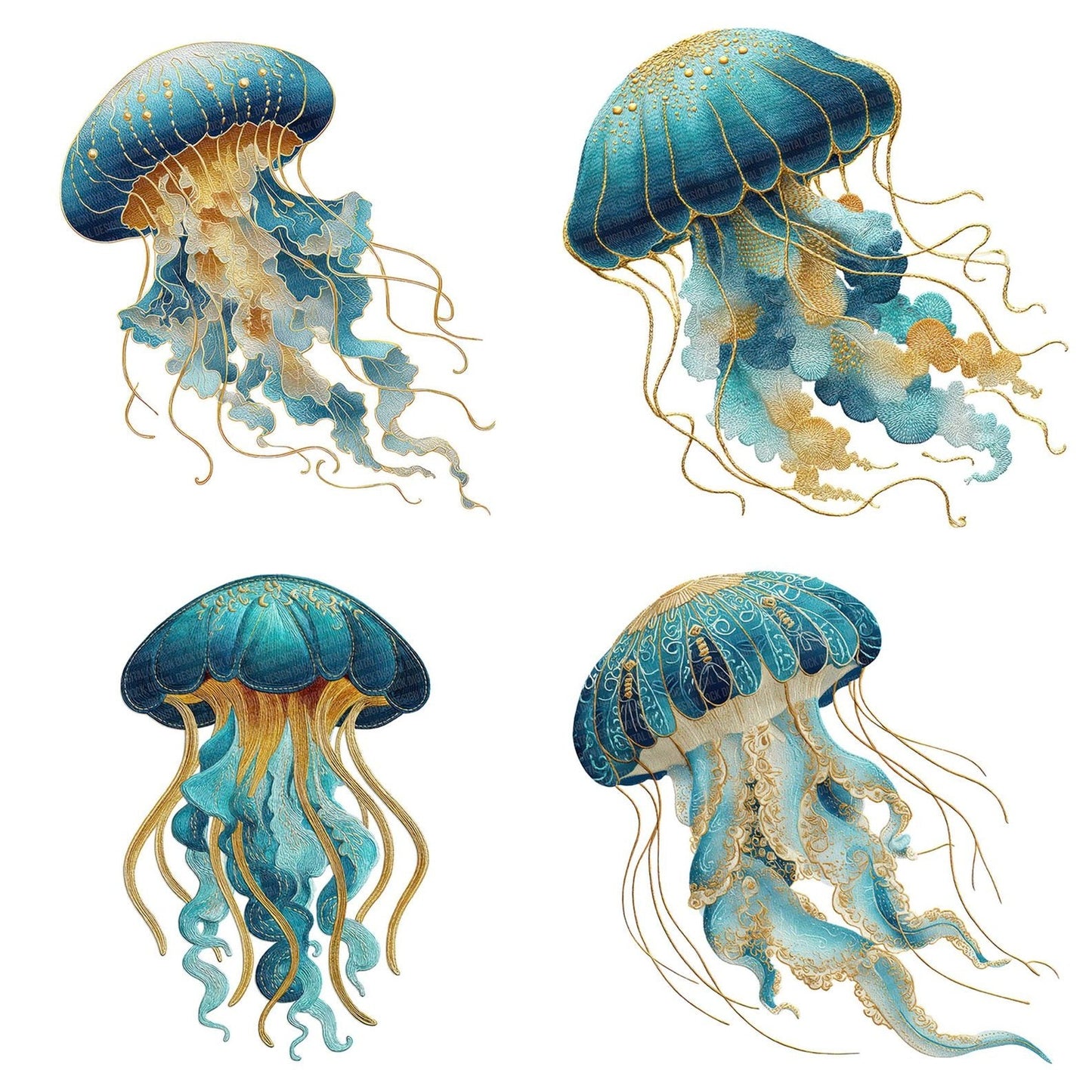 Fabric Jellyfish Clipart Set (DDD005224)