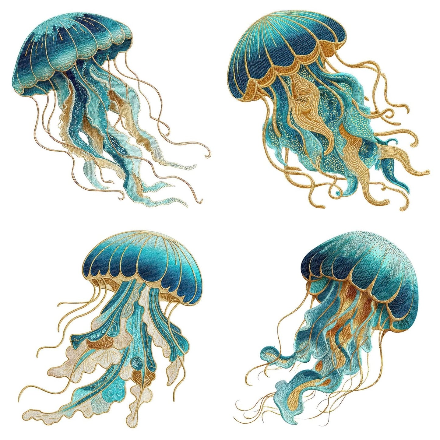 Fabric Jellyfish Clipart Set (DDD005224)