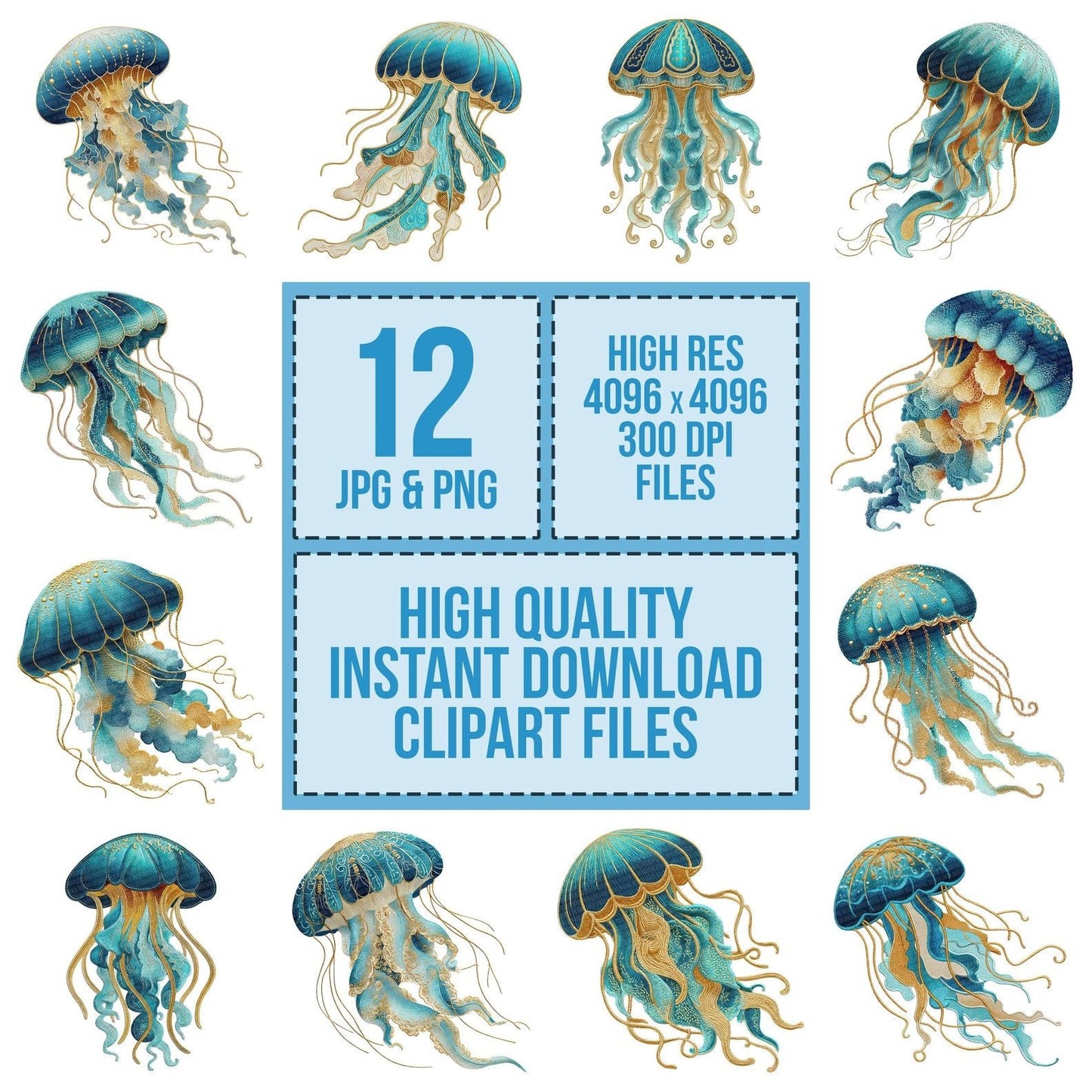 Fabric Jellyfish Clipart Set (DDD005224)