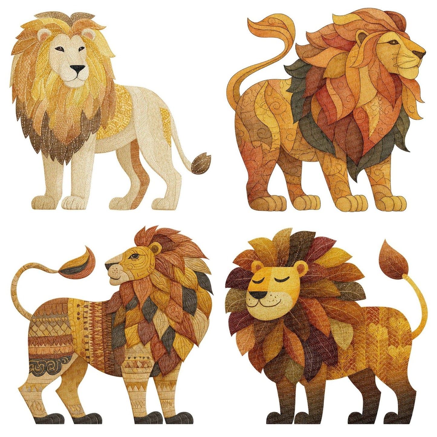 Fabric Lion Clipart Set (DDD005225)