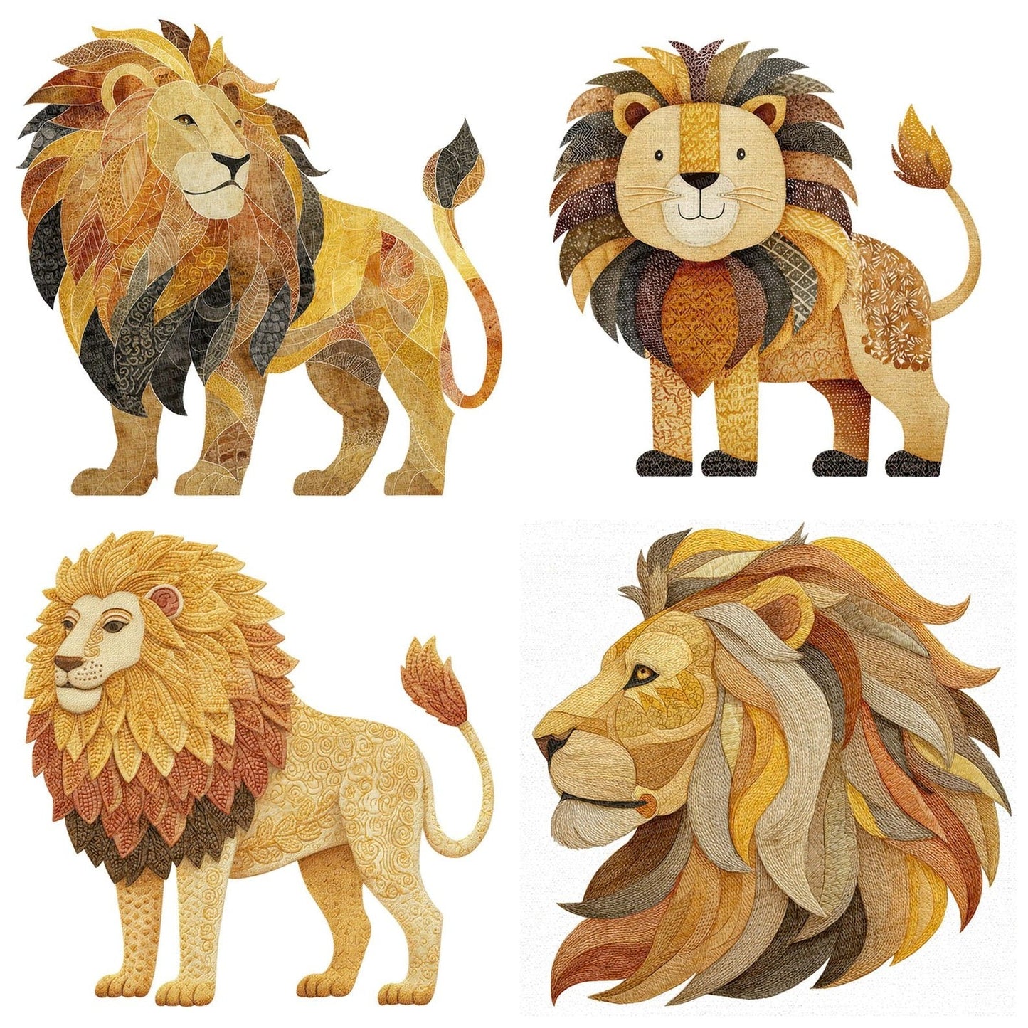 Fabric Lion Clipart Set (DDD005225)