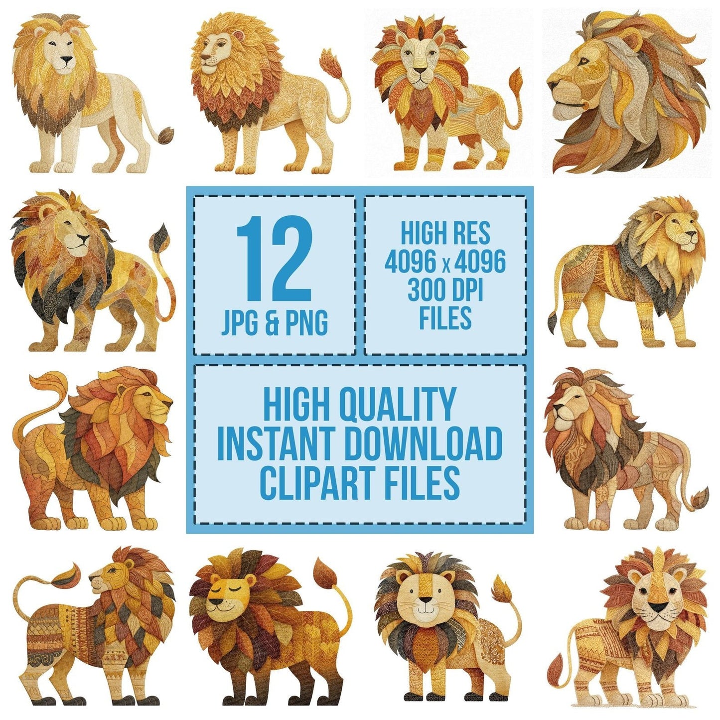 Fabric Lion Clipart Set (DDD005225)