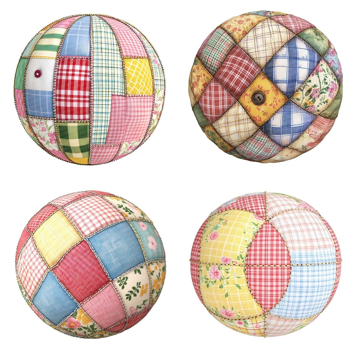 Fabric Patch Ball Clipart Set (DDD005229)