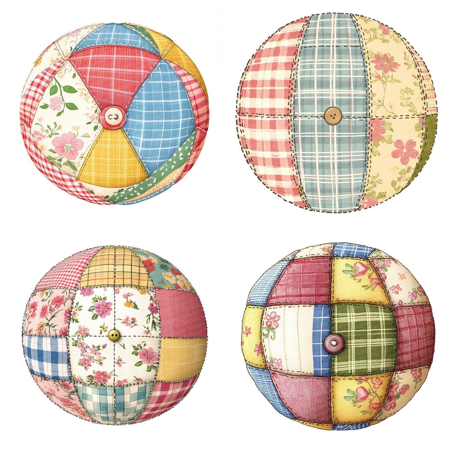 Fabric Patch Ball Clipart Set (DDD005229)