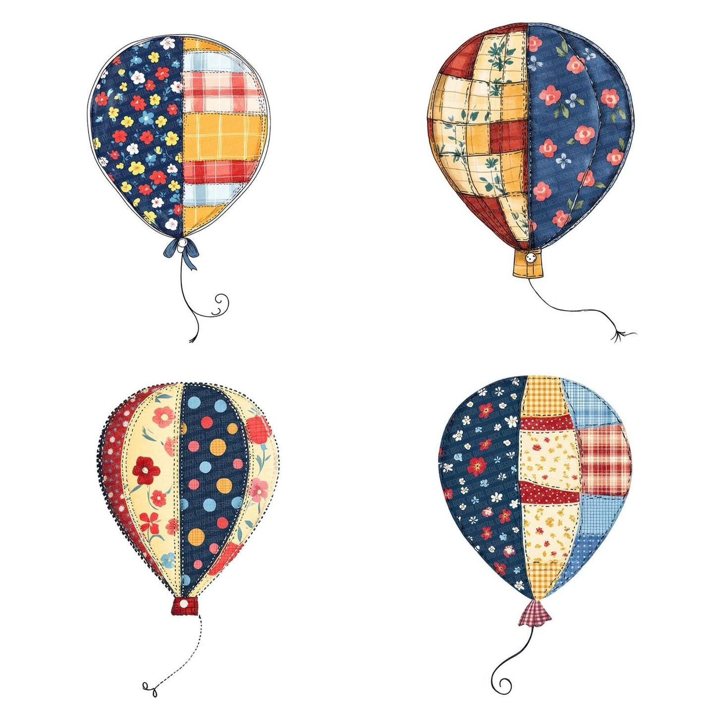 Fabric Patch Balloon Clipart Set (DDD005230)