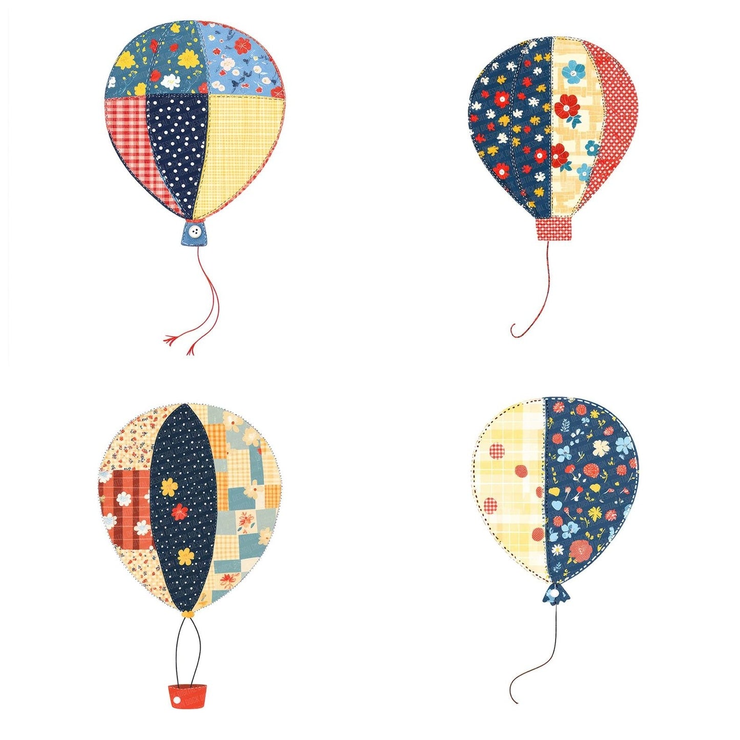 Fabric Patch Balloon Clipart Set (DDD005230)