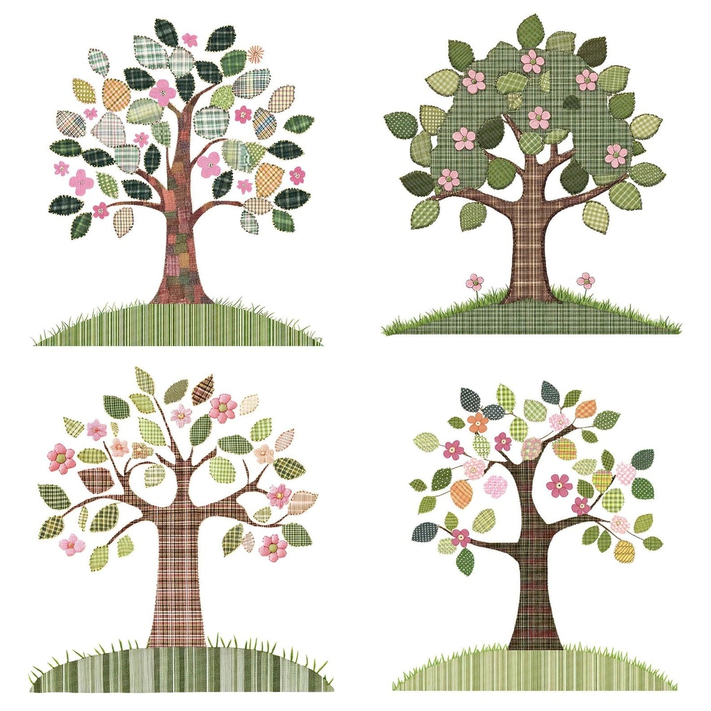 Fabric Patch Tree Clipart Set (DDD005231)