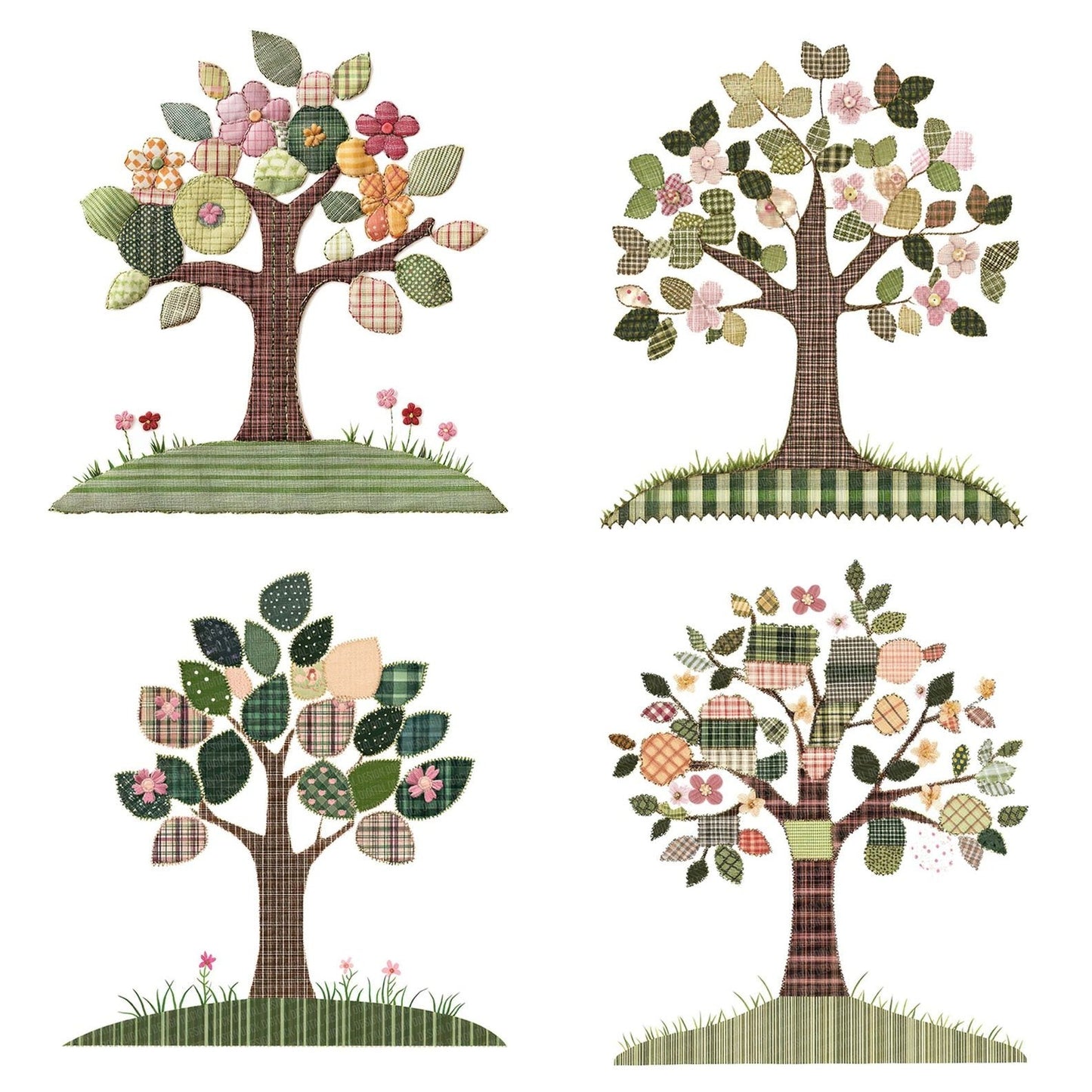Fabric Patch Tree Clipart Set (DDD005231)