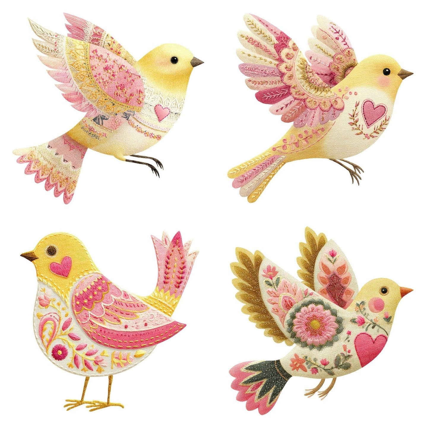 Fabric Patchwork Canary Clipart Set (DDD005235)