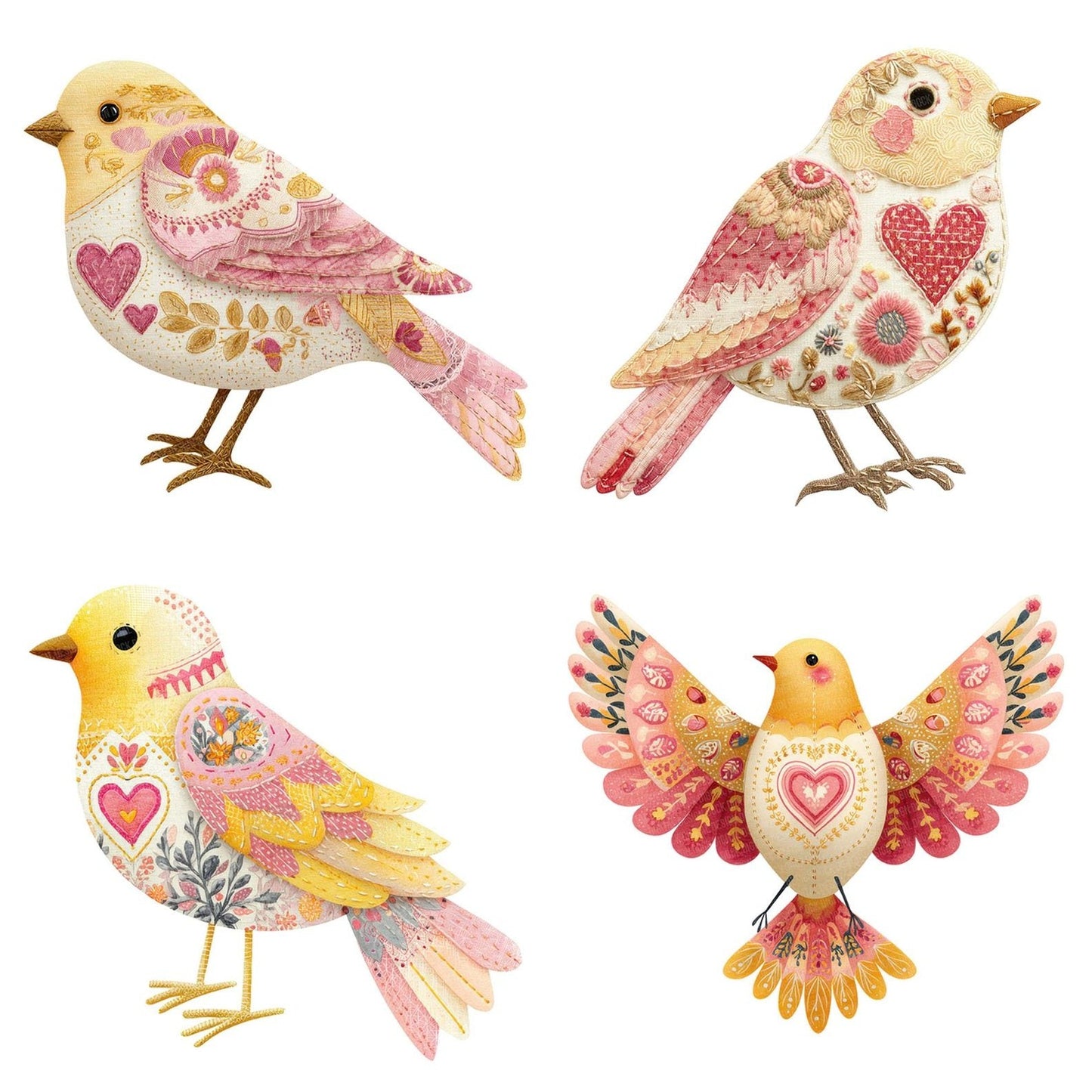 Fabric Patchwork Canary Clipart Set (DDD005235)