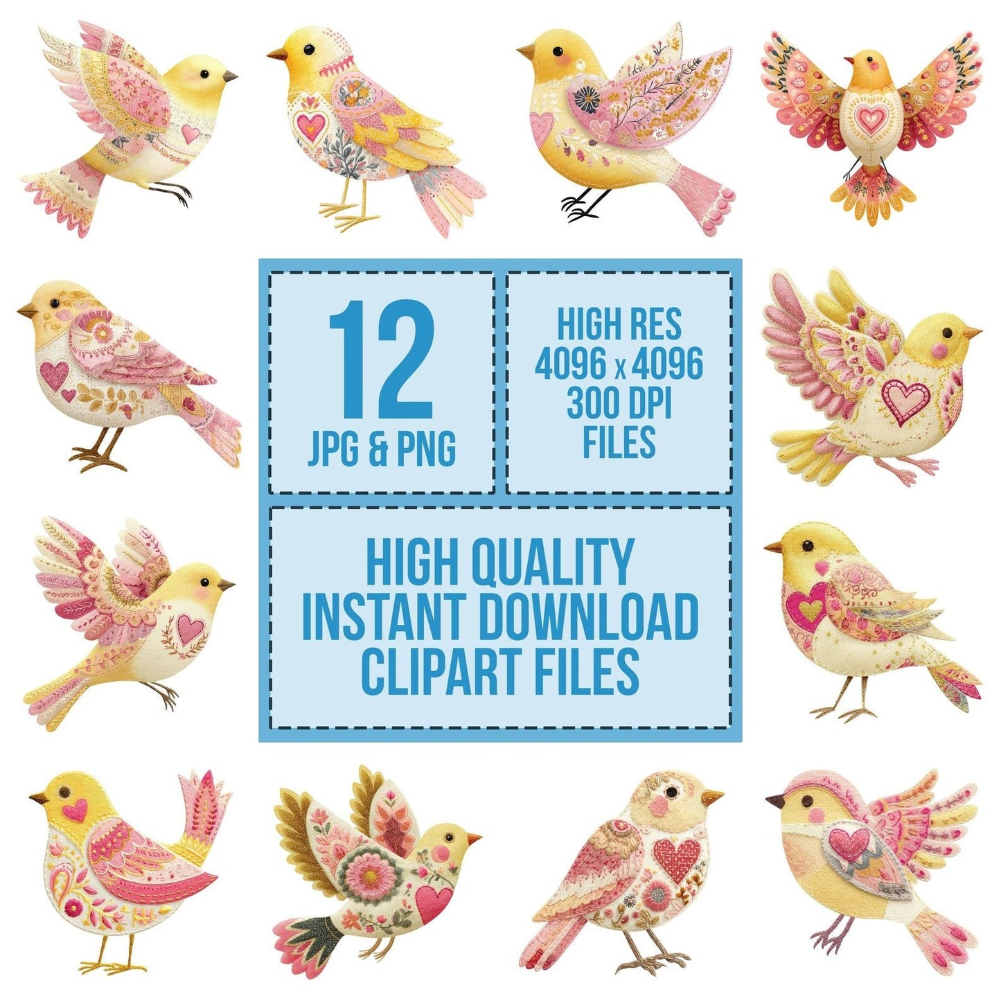 Fabric Patchwork Canary Clipart Set (DDD005235)