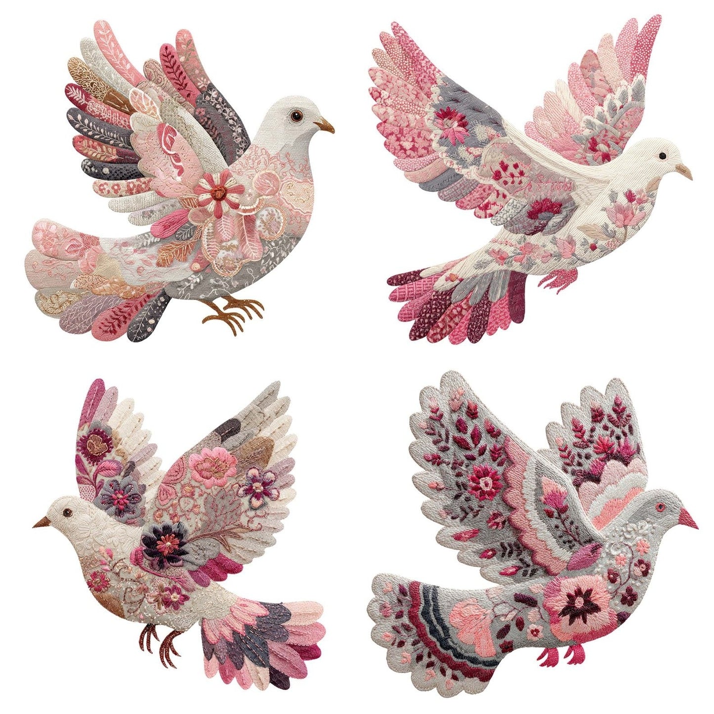 Fabric Patchwork Dove Clipart Set (DDD005238)