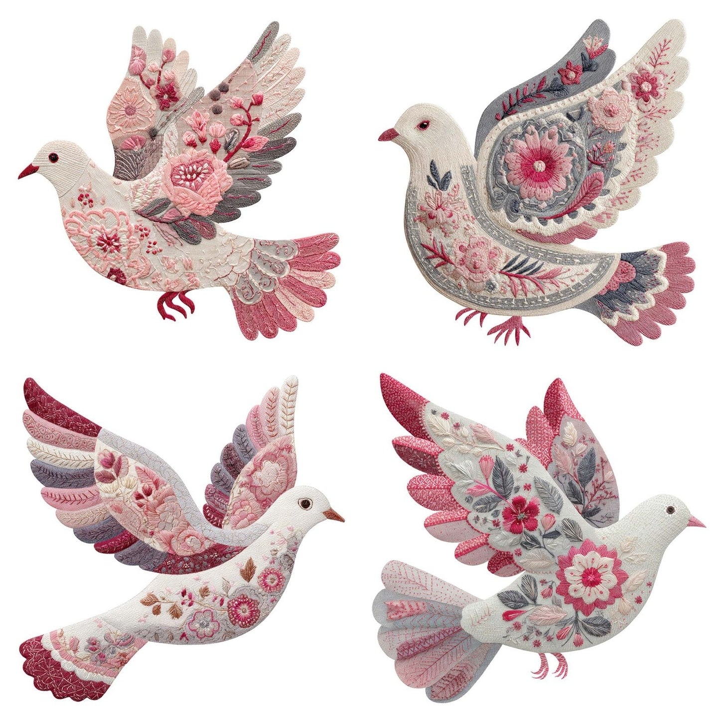 Fabric Patchwork Dove Clipart Set (DDD005238)