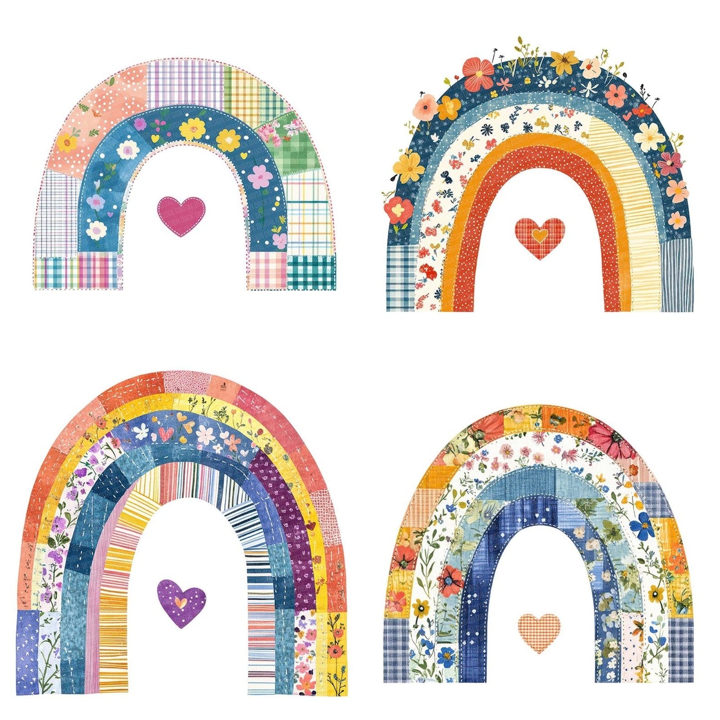 Fabric Patchwork Rainbow Clipart Set (DDD005252)