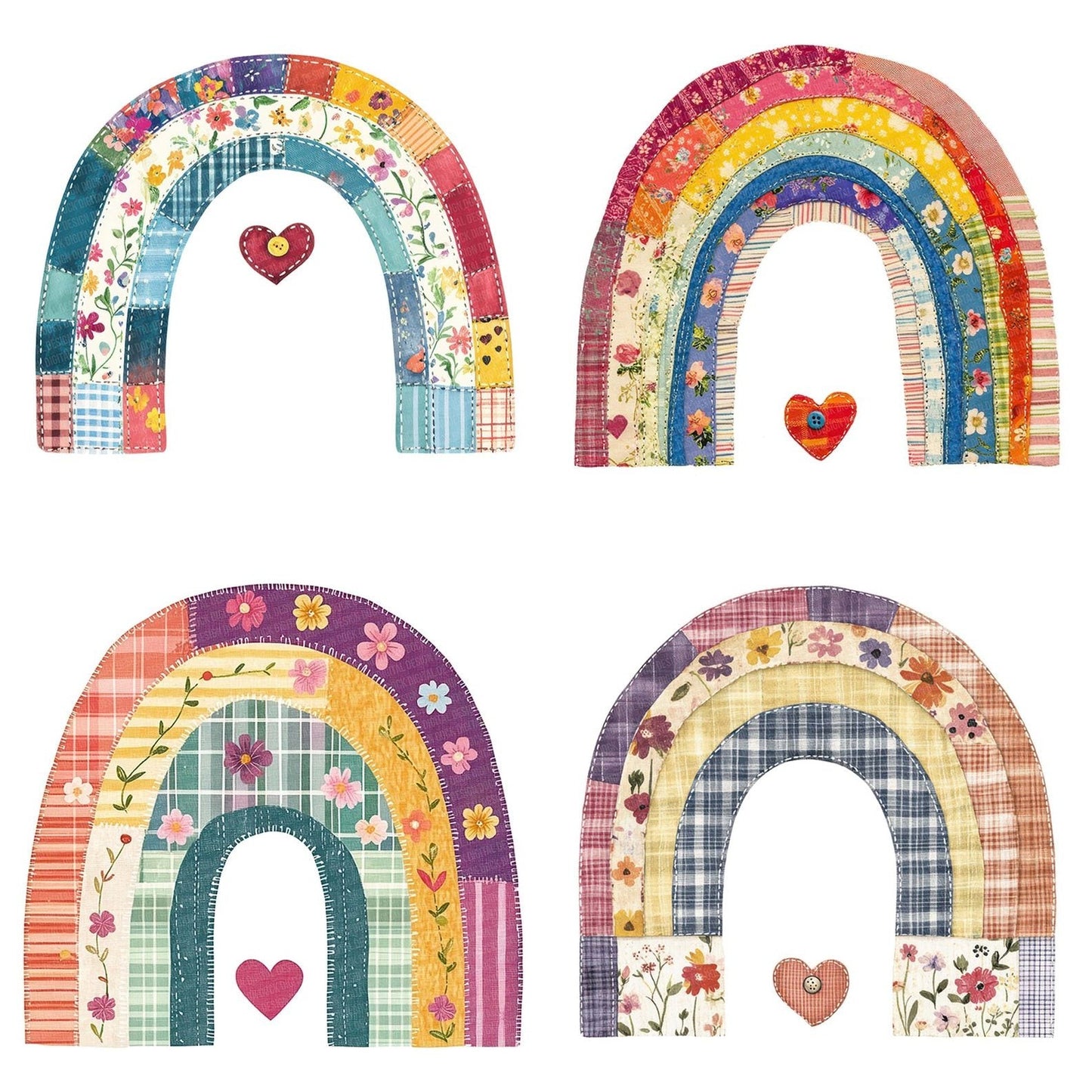 Fabric Patchwork Rainbow Clipart Set (DDD005252)