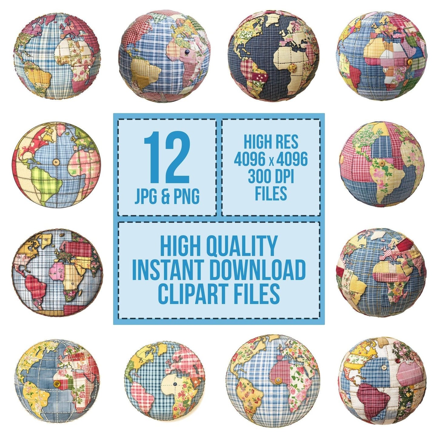 Fabric Planet Earth Clipart Set (DDD005257)